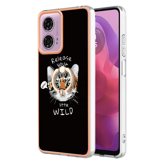 YB IMD Series-20 Style D for Motorola Moto G04 4G / G24 4G Case Kickstand 2.0mm TPU Cover - Cat / Tiger