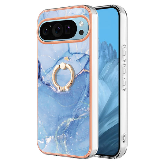 YB IMD Series-17 Style-E For Google Pixel 9 Pro Cover Electroplating Kickstand TPU Back Phone Case - Blue