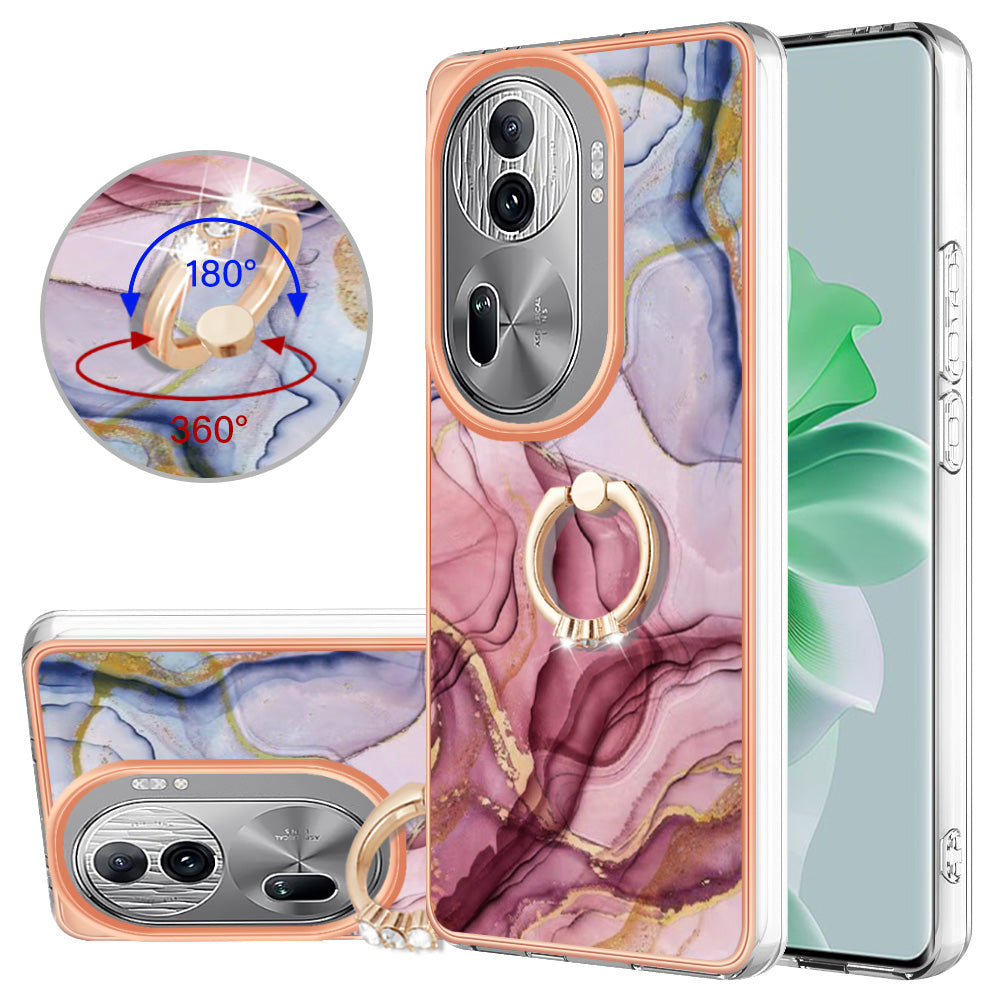 YB IMD Series-17 Style-E For Oppo Reno11 Pro 5G (Global) Phone Case Electroplating Kickstand Cover - Rose Gold
