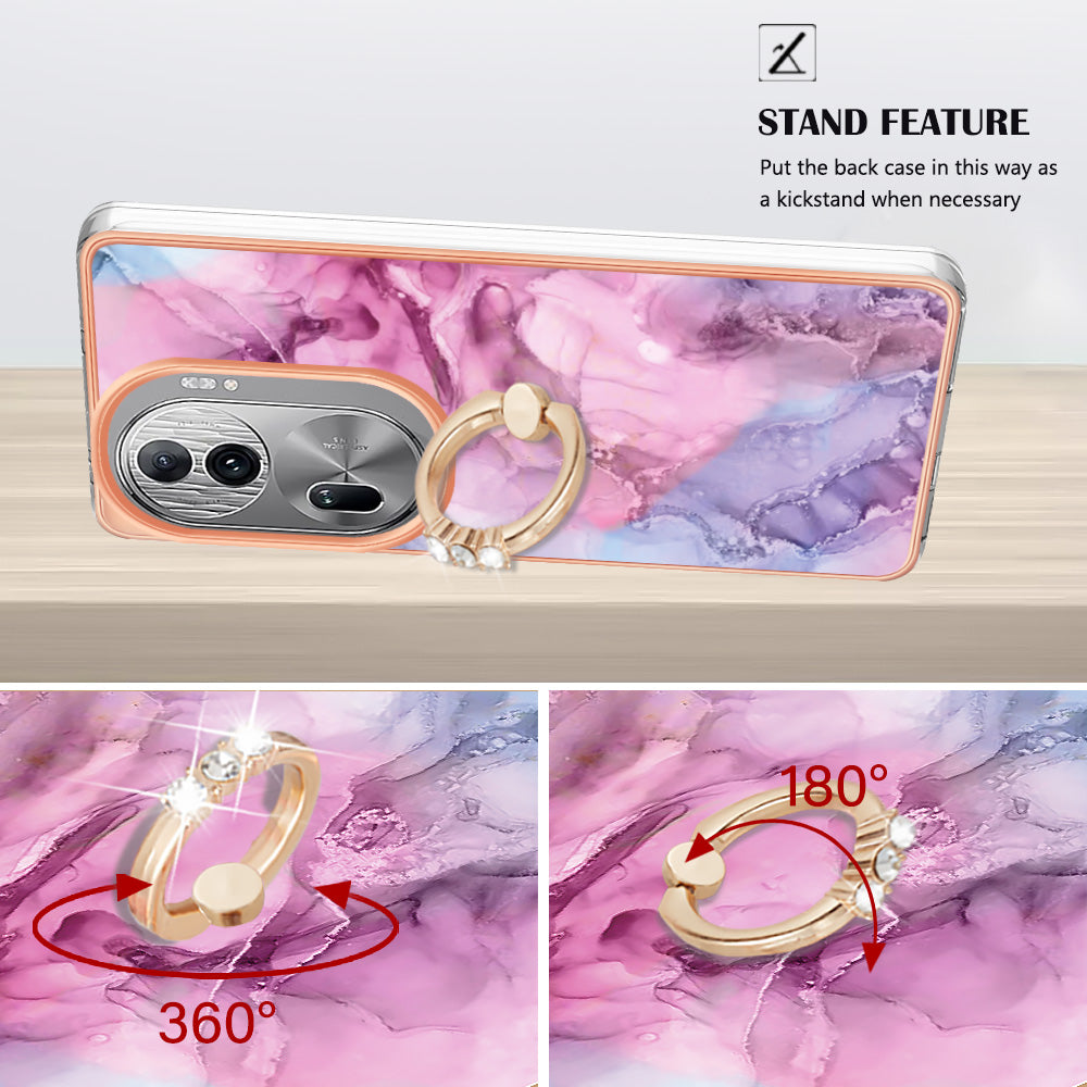 YB IMD Series-17 Style-E For Oppo Reno11 Pro 5G (Global) Phone Case Electroplating Kickstand Cover - Rose