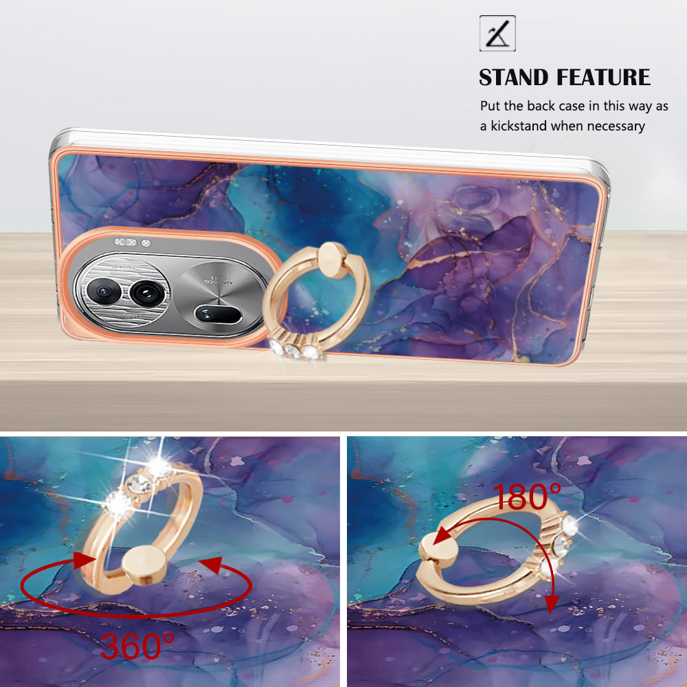 YB IMD Series-17 Style-E For Oppo Reno11 Pro 5G (Global) Phone Case Electroplating Kickstand Cover - Purple