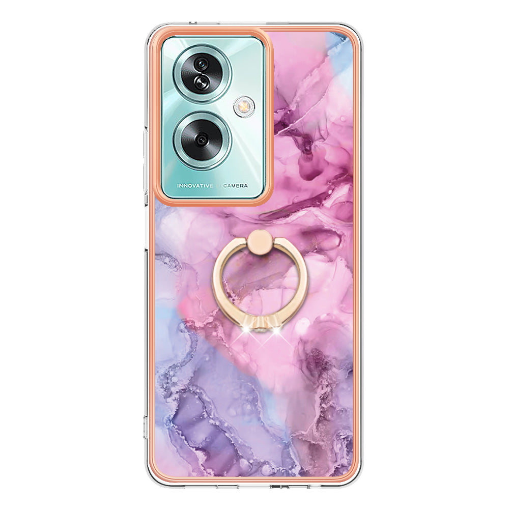 YB IMD Series-17 Style-E For Oppo A79 5G /  A2 5 Back Case Electroplated Ring Kickstand Phone Shell - Rose