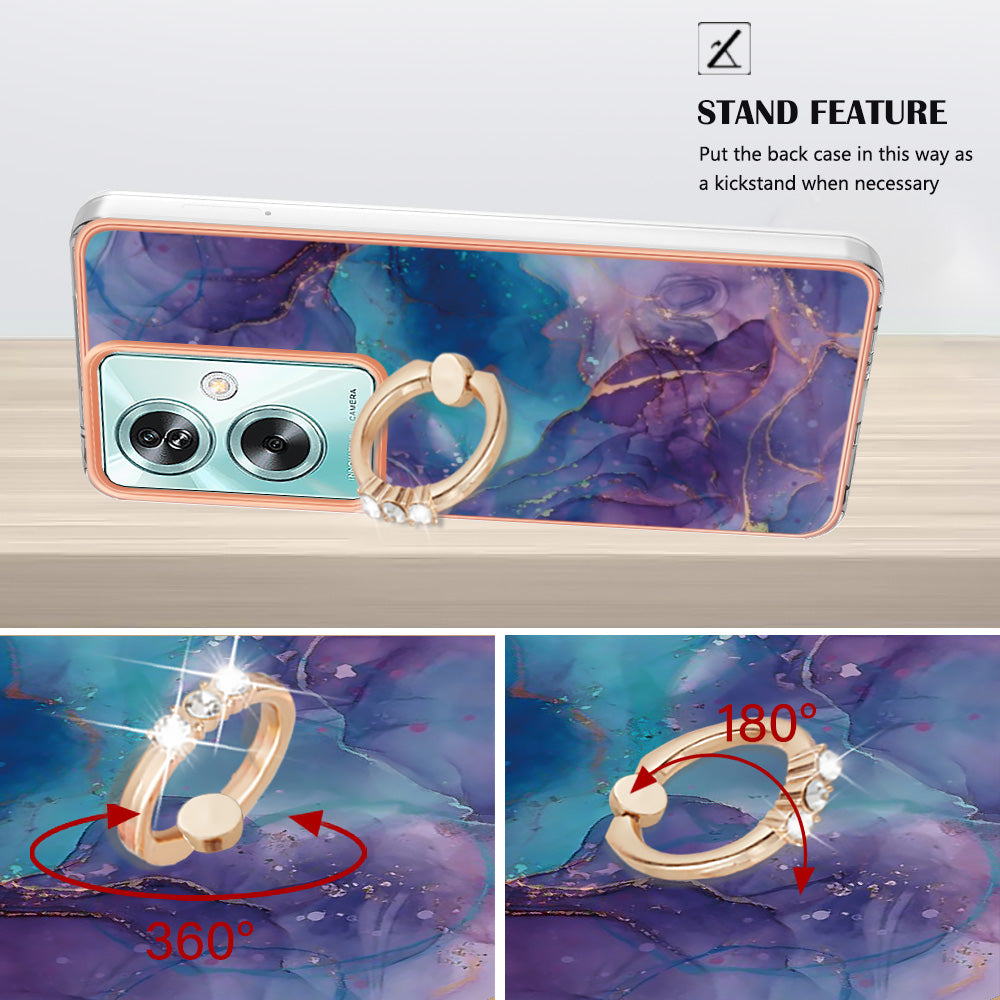 YB IMD Series-17 Style-E For Oppo A79 5G /  A2 5 Back Case Electroplated Ring Kickstand Phone Shell - Purple