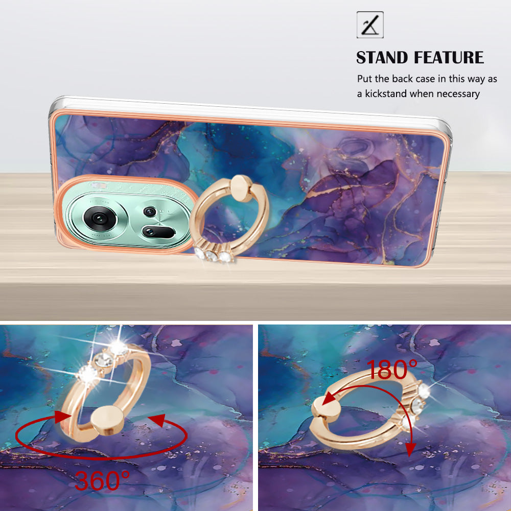 YB IMD Series-17 Style-E For Oppo Reno11 5G (Global) Kickstand Case 2.0mm TPU Phone Shell - Purple