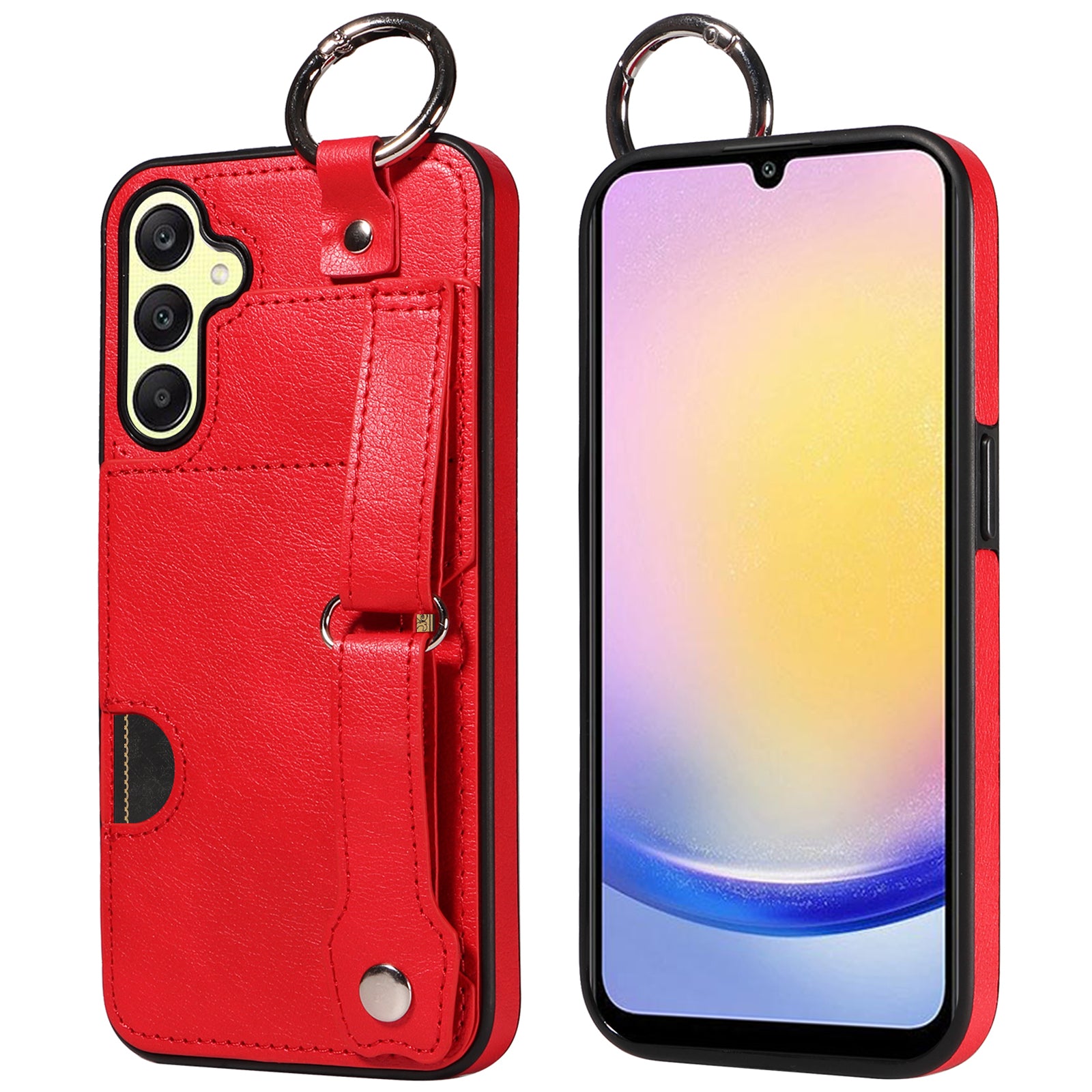 008 For Samsung Galaxy A25 5G (Global) (161.0 x 76.5 x 8.3mm) TPU Case Kickstand Phone Cover with Card Slot - Red