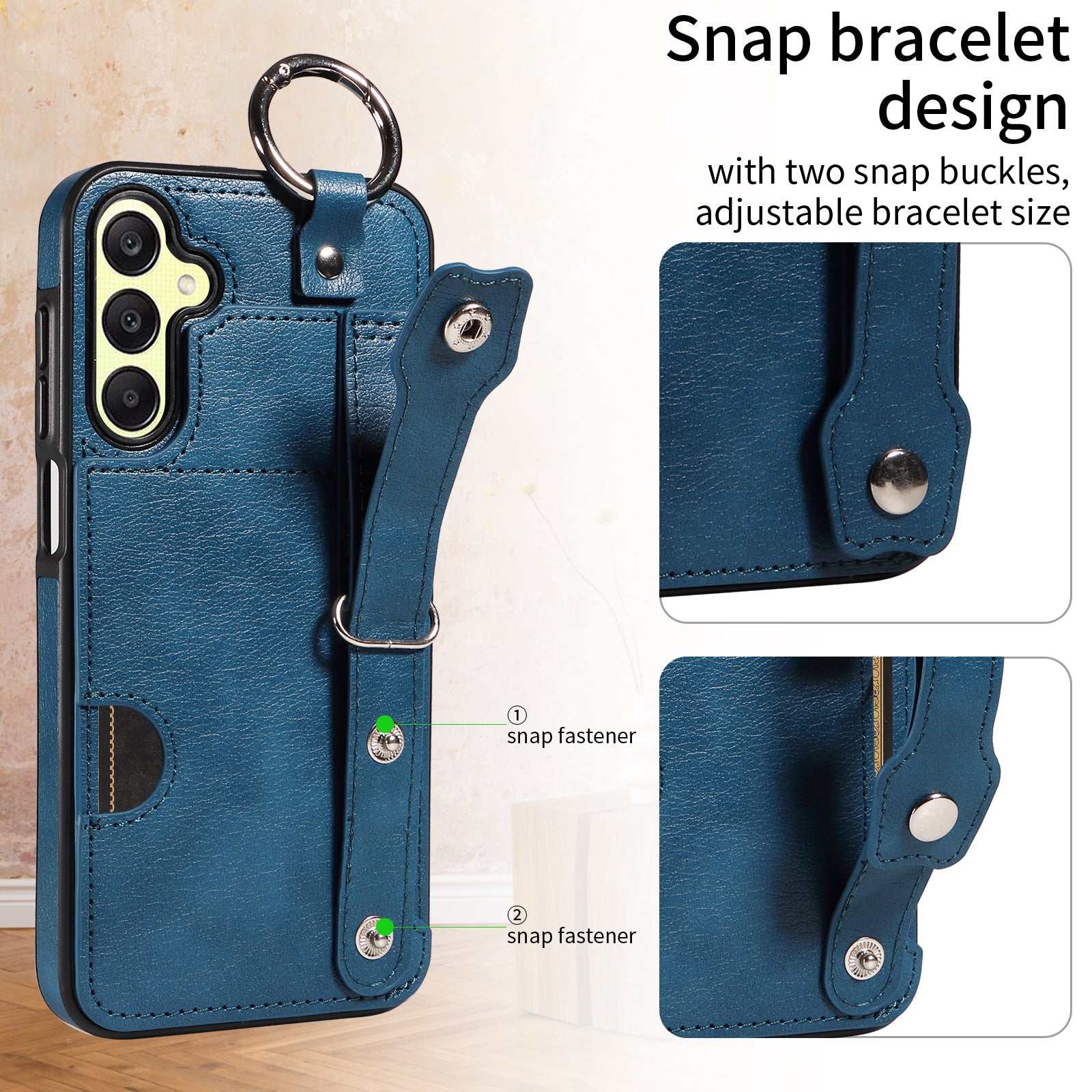 008 For Samsung Galaxy A25 5G (Global) (161.0 x 76.5 x 8.3mm) TPU Case Kickstand Phone Cover with Card Slot - Blue