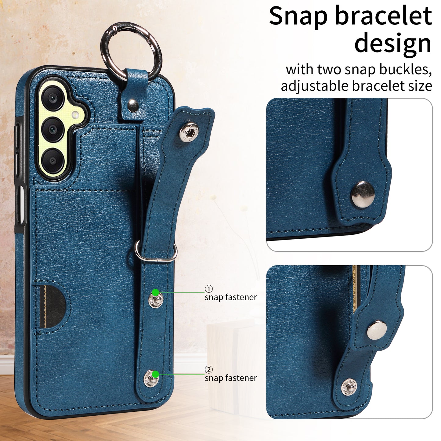 008 For Samsung Galaxy A25 5G (Global) (161.0 x 76.5 x 8.3mm) TPU Case Kickstand Phone Cover with Card Slot - Blue