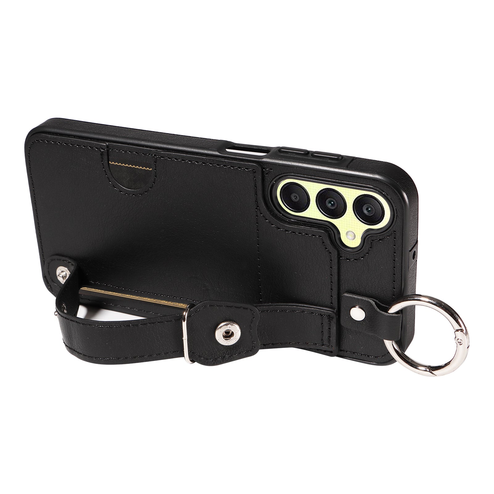 008 For Samsung Galaxy A25 5G (Global) (161.0 x 76.5 x 8.3mm) TPU Case Kickstand Phone Cover with Card Slot - Black