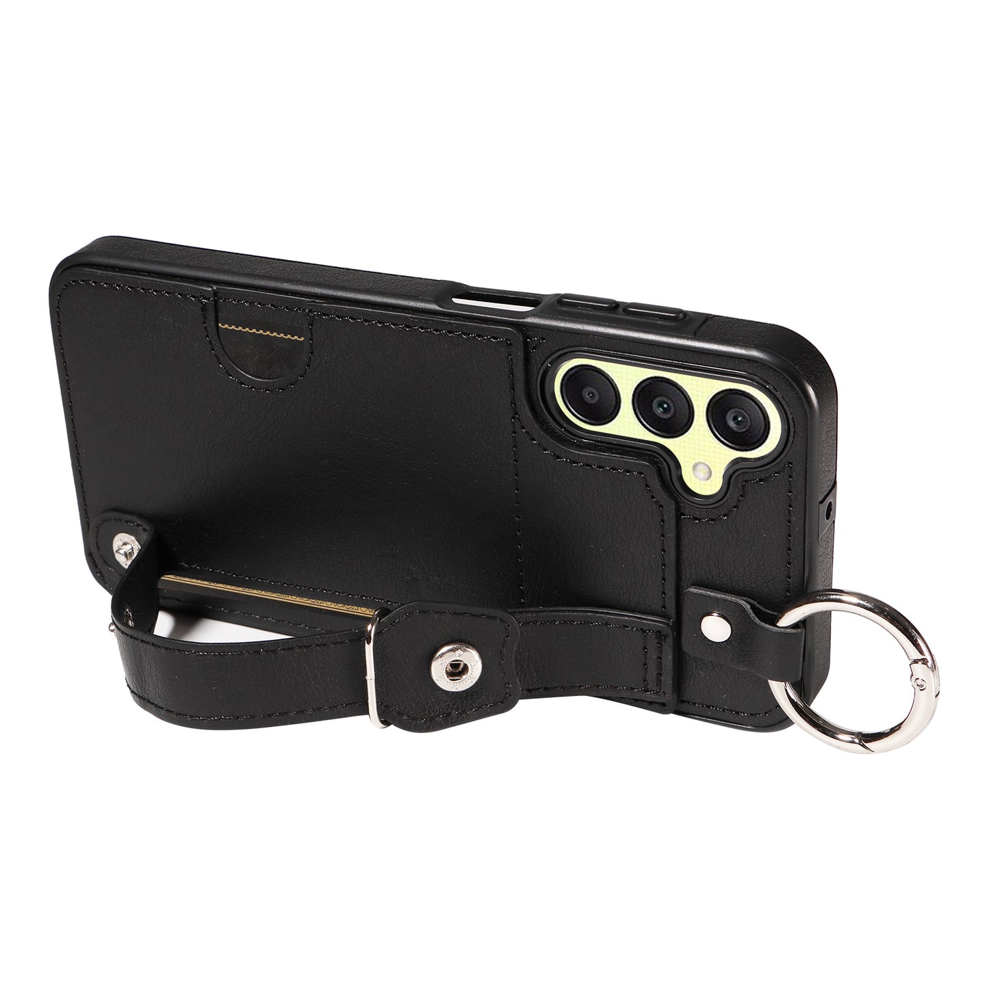 008 For Samsung Galaxy A25 5G (Global) (161.0 x 76.5 x 8.3mm) TPU Case Kickstand Phone Cover with Card Slot - Black