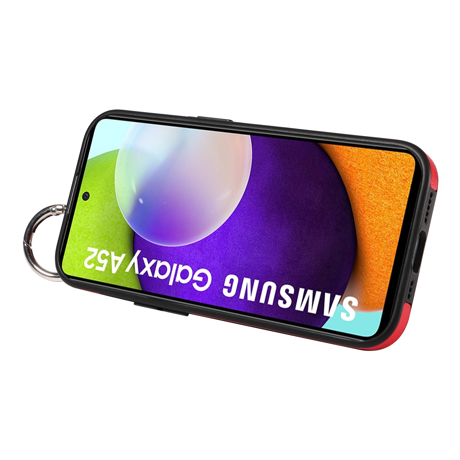008 For Samsung Galaxy A52 4G / 5G / A52s 5G Case Calf Texture PU+TPU Phone Cover with Kickstand - Red