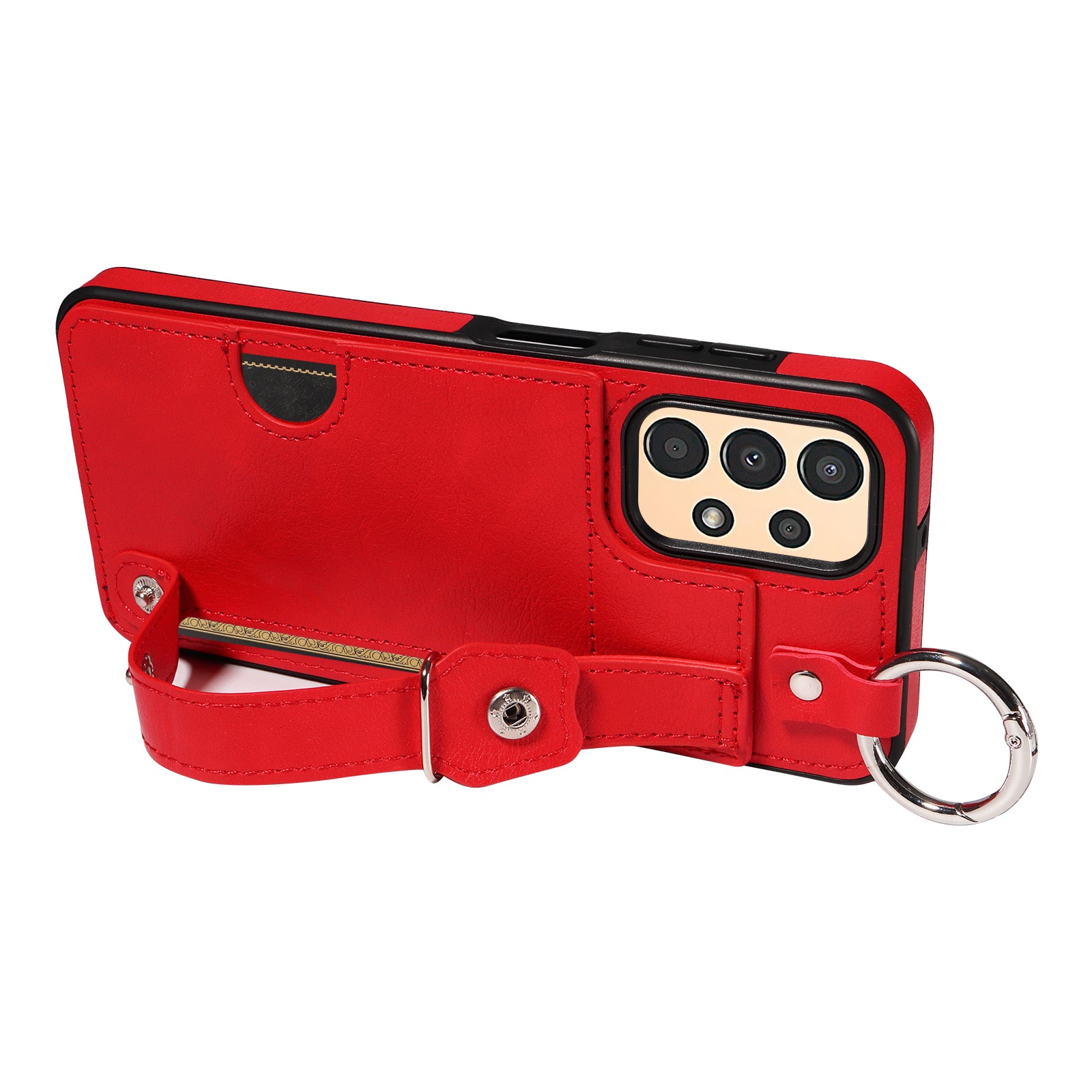 008 For Samsung Galaxy A13 5G / A13 4G /  A04s 4G (164.7 x 76.7 x 9.1 mm) / A04 4G (164.4 x 76) Case Bump Proof Leather+TPU Cover - Red