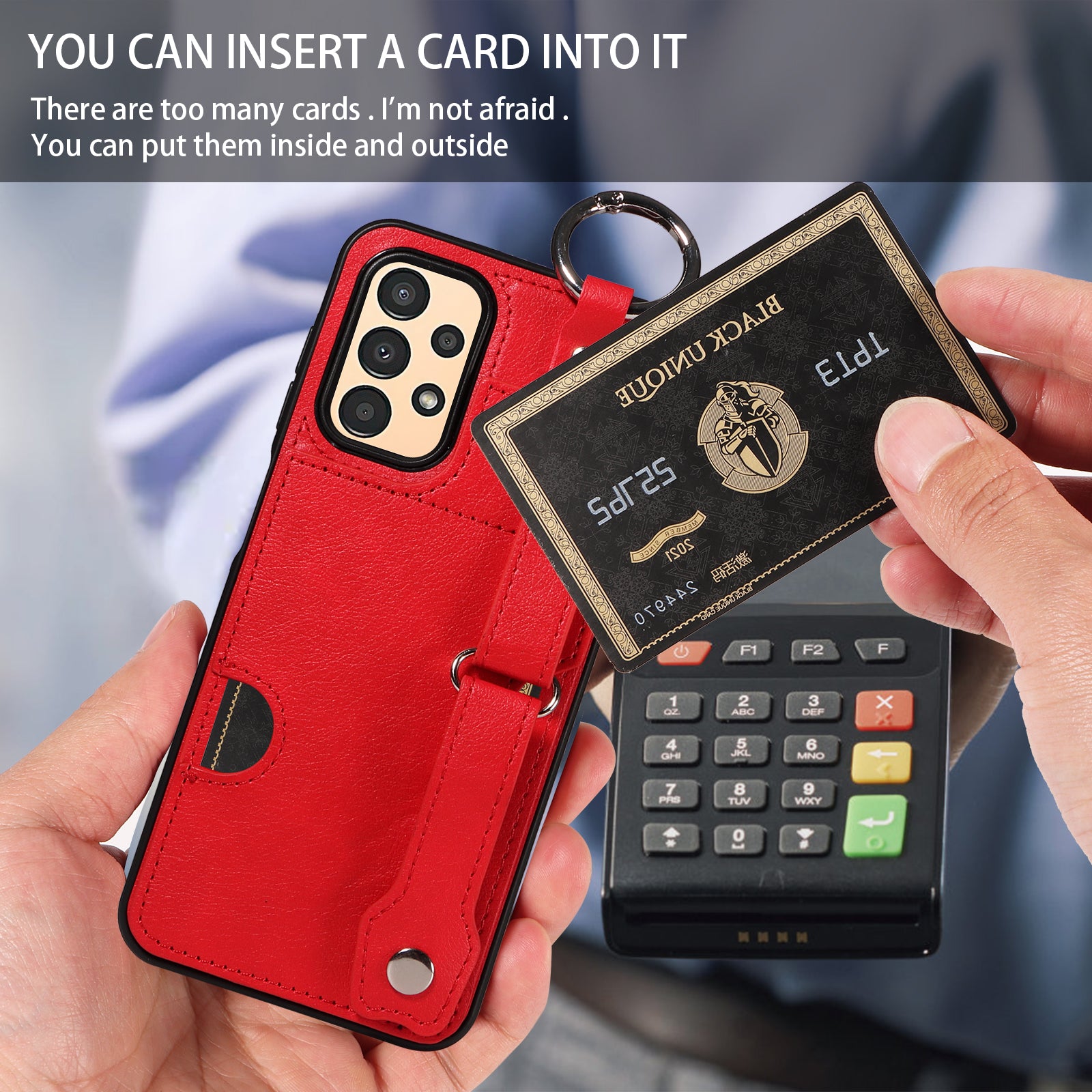 008 For Samsung Galaxy A13 5G / A13 4G /  A04s 4G (164.7 x 76.7 x 9.1 mm) / A04 4G (164.4 x 76) Case Bump Proof Leather+TPU Cover - Red