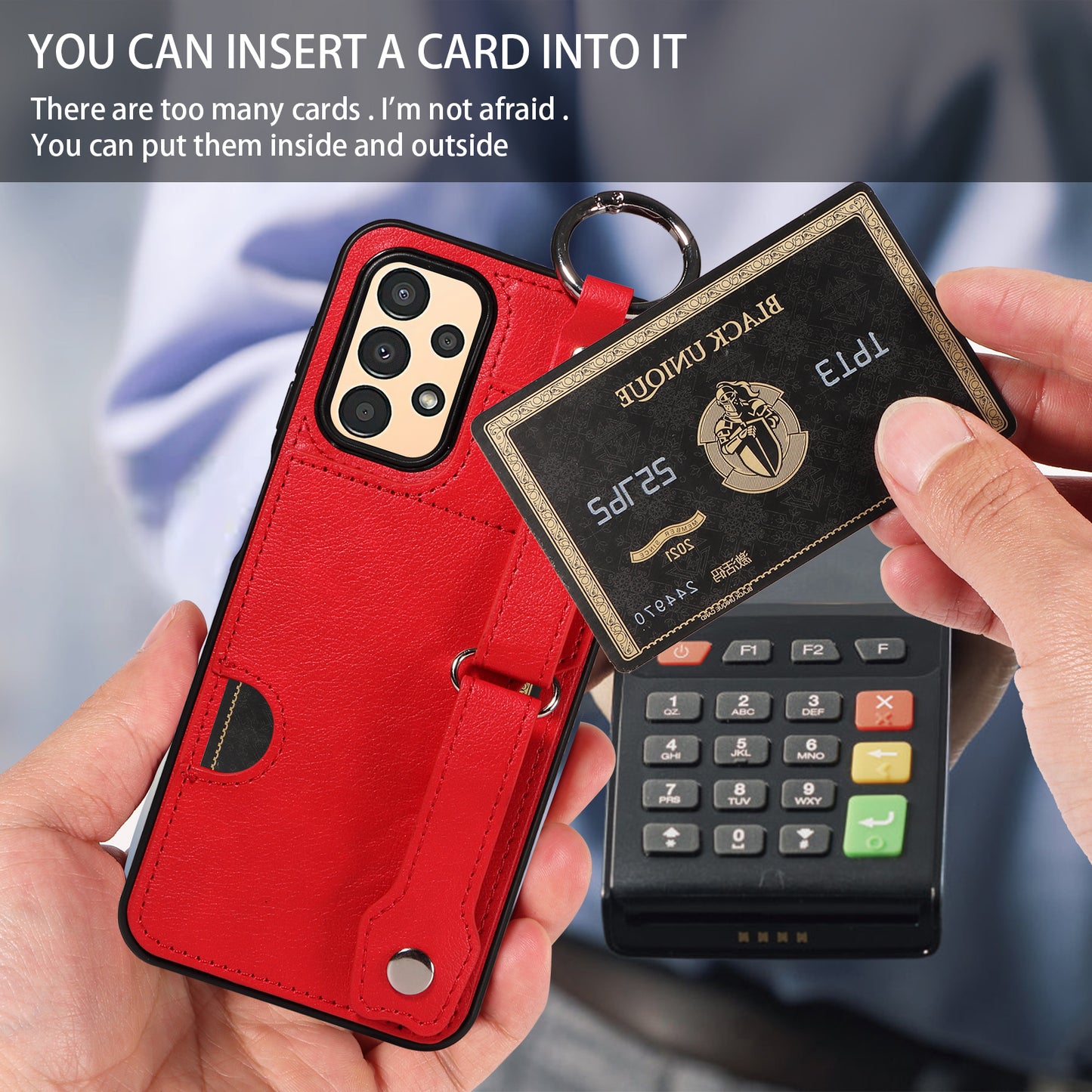 008 For Samsung Galaxy A13 5G / A13 4G /  A04s 4G (164.7 x 76.7 x 9.1 mm) / A04 4G (164.4 x 76) Case Bump Proof Leather+TPU Cover - Red