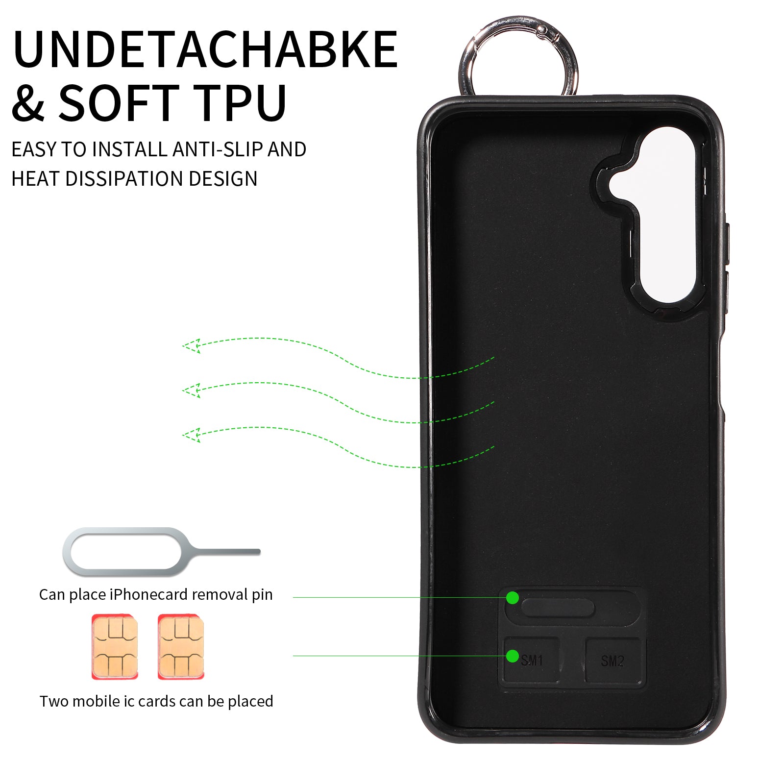 008 For Samsung Galaxy A05s 4G Case Calf Texture Leather+TPU Mobile Phone Cover - Black