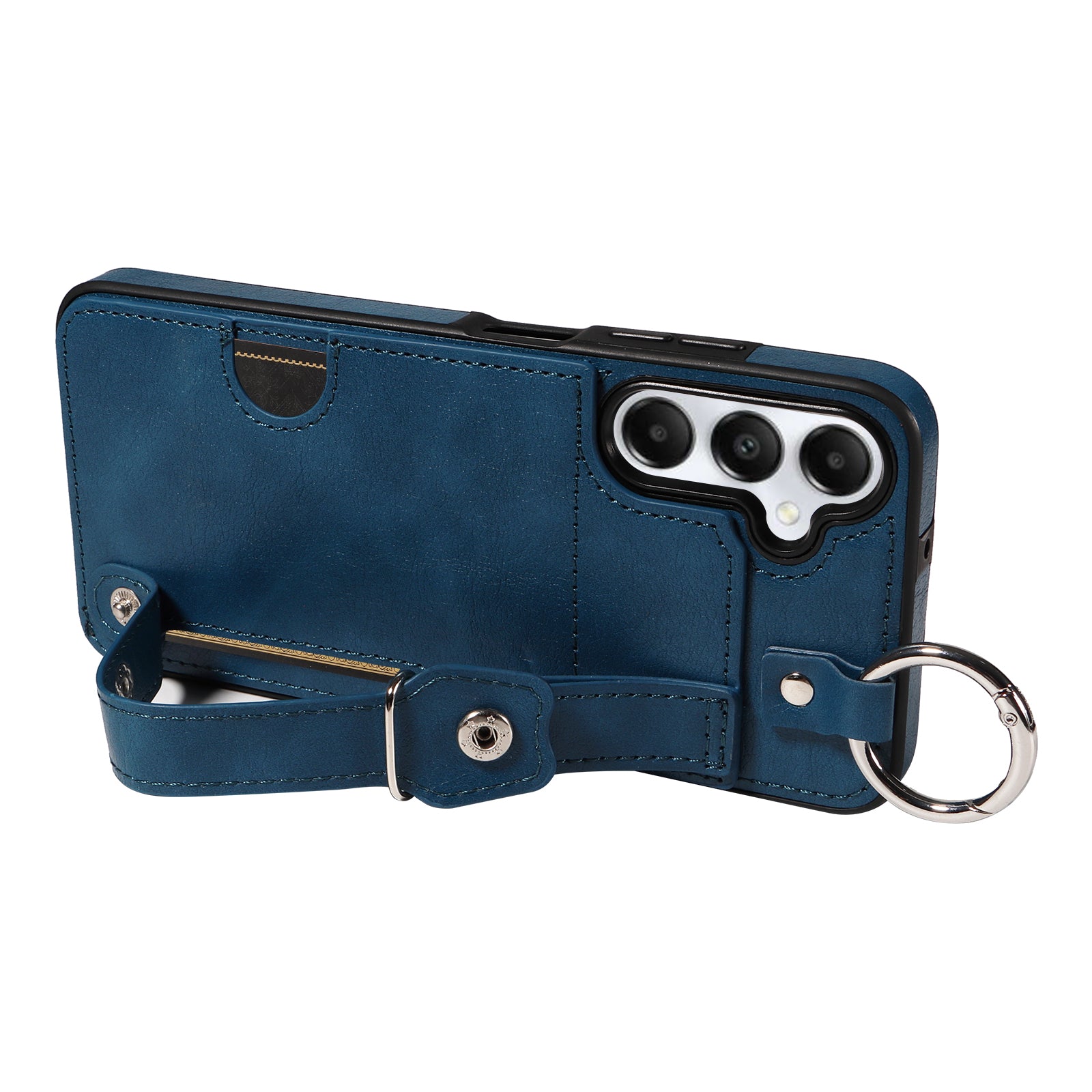 008 For Samsung Galaxy A05s 4G Case Calf Texture Leather+TPU Mobile Phone Cover - Blue