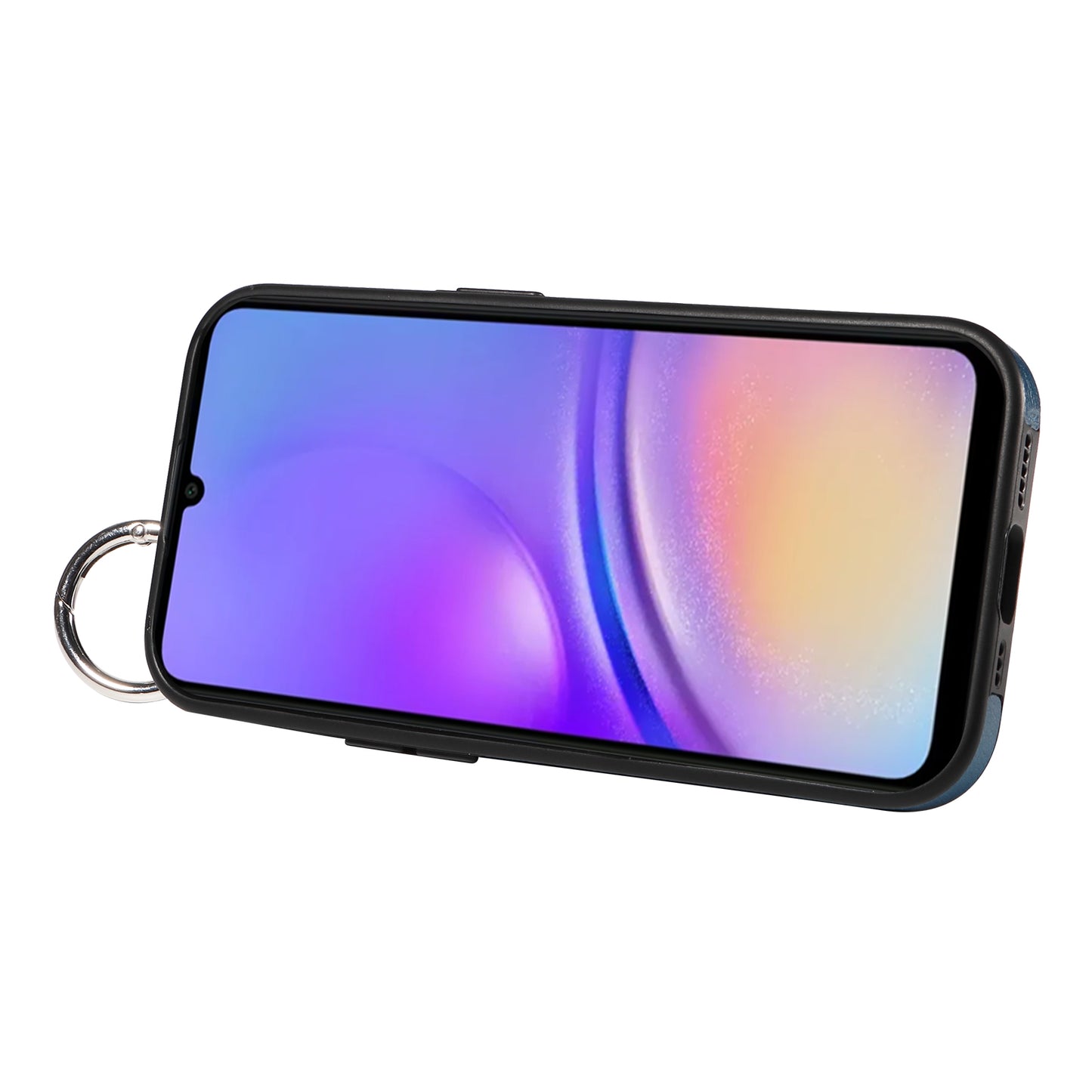 008 For Samsung Galaxy A05s 4G Case Calf Texture Leather+TPU Mobile Phone Cover - Blue