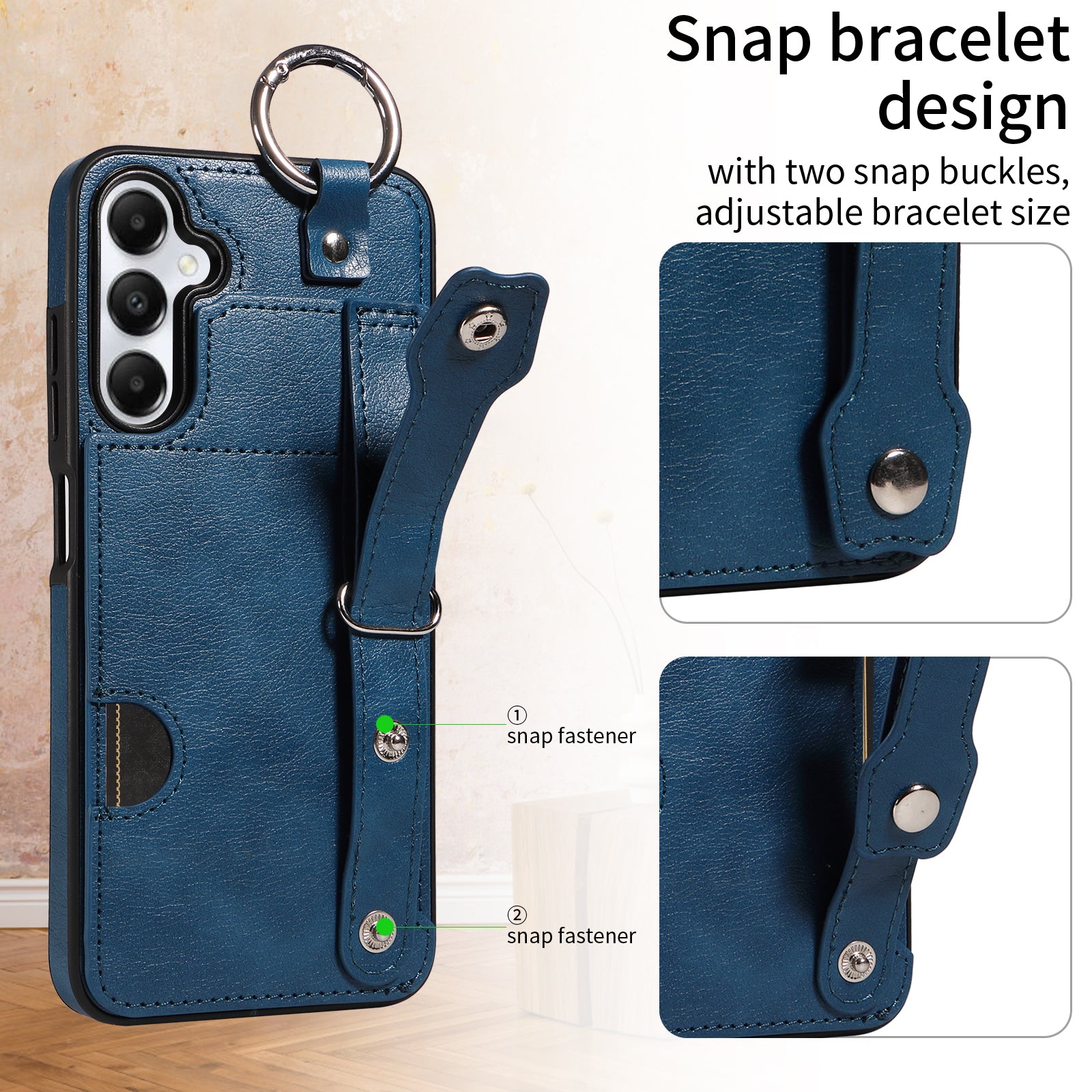 008 For Samsung Galaxy A05s 4G Case Calf Texture Leather+TPU Mobile Phone Cover - Blue