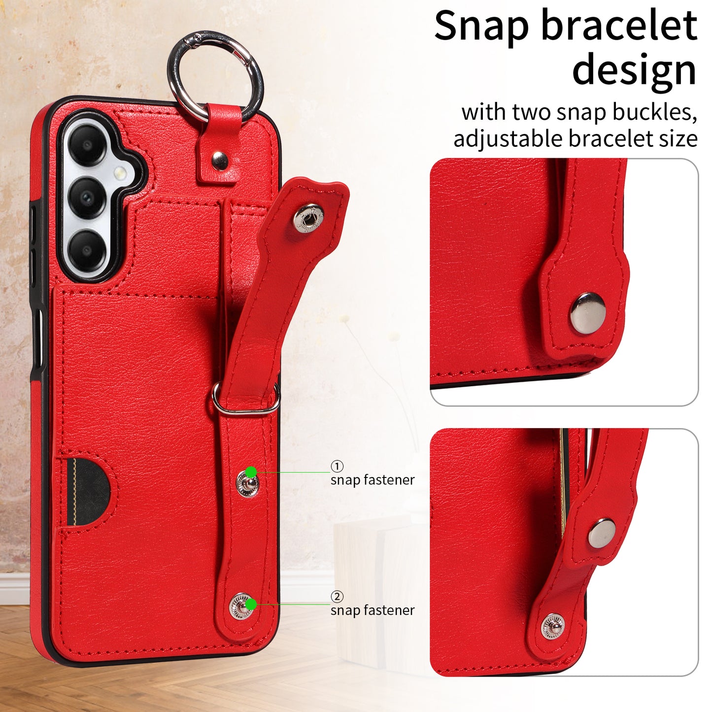 008 For Samsung Galaxy A05s 4G Case Calf Texture Leather+TPU Mobile Phone Cover - Red