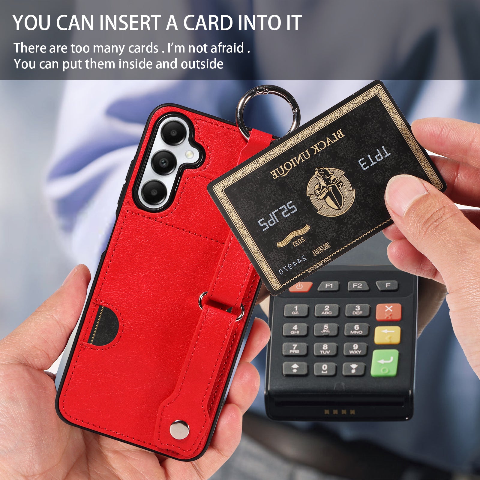 008 For Samsung Galaxy A05s 4G Case Calf Texture Leather+TPU Mobile Phone Cover - Red