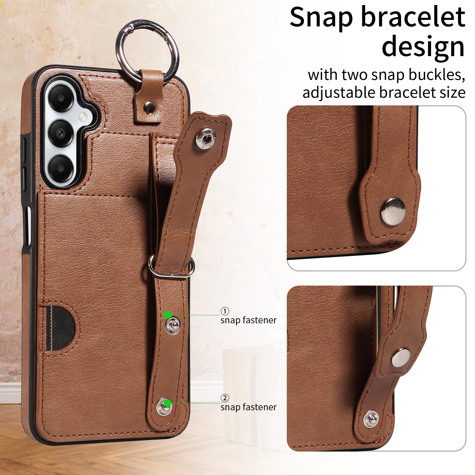 008 For Samsung Galaxy A05s 4G Case Calf Texture Leather+TPU Mobile Phone Cover - Brown