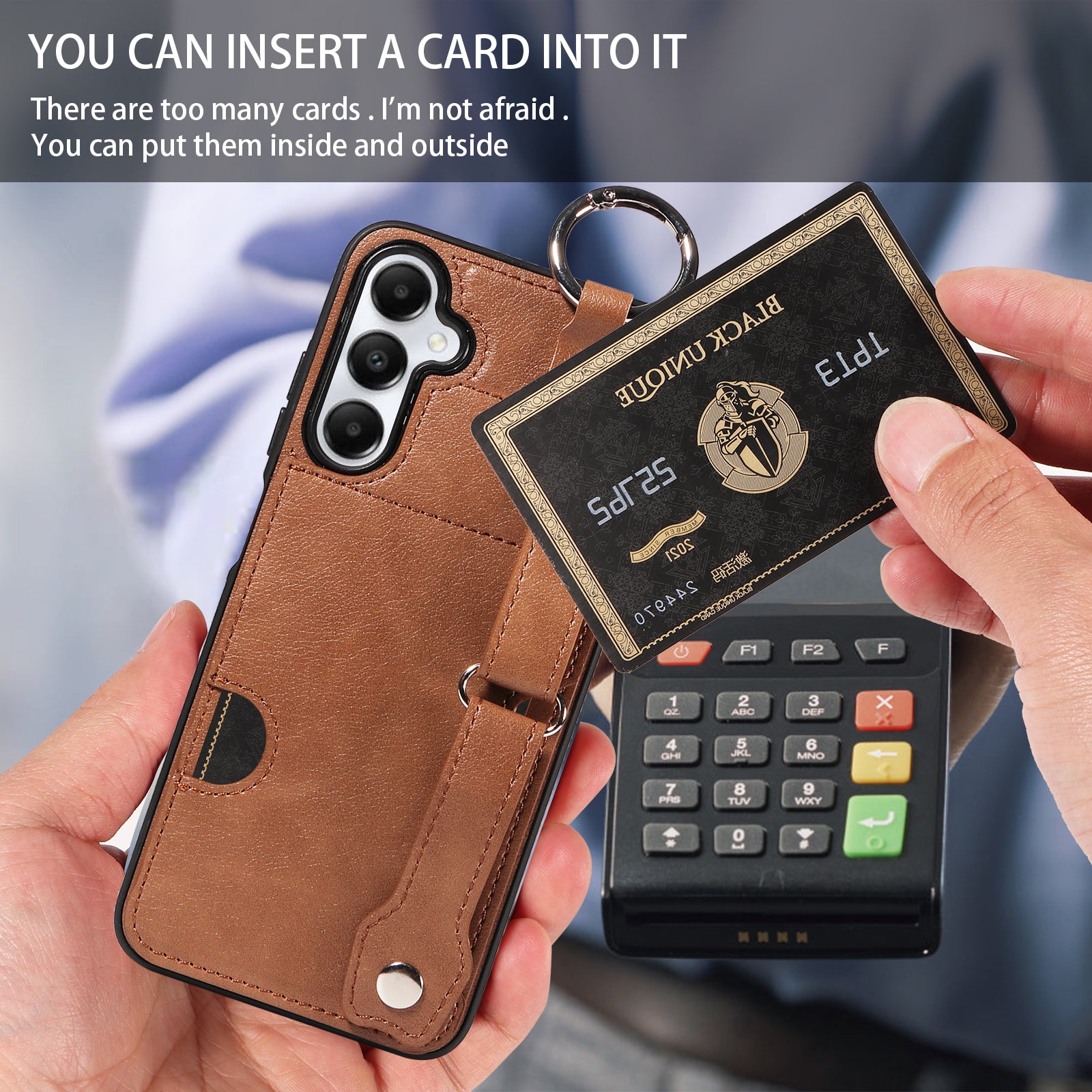 008 For Samsung Galaxy A05s 4G Case Calf Texture Leather+TPU Mobile Phone Cover - Brown