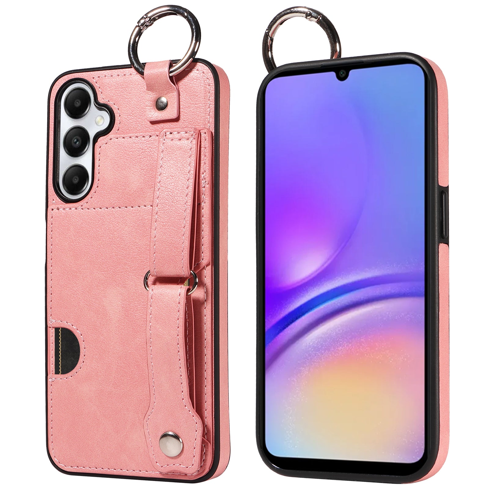 008 For Samsung Galaxy A05s 4G Case Calf Texture Leather+TPU Mobile Phone Cover - Pink