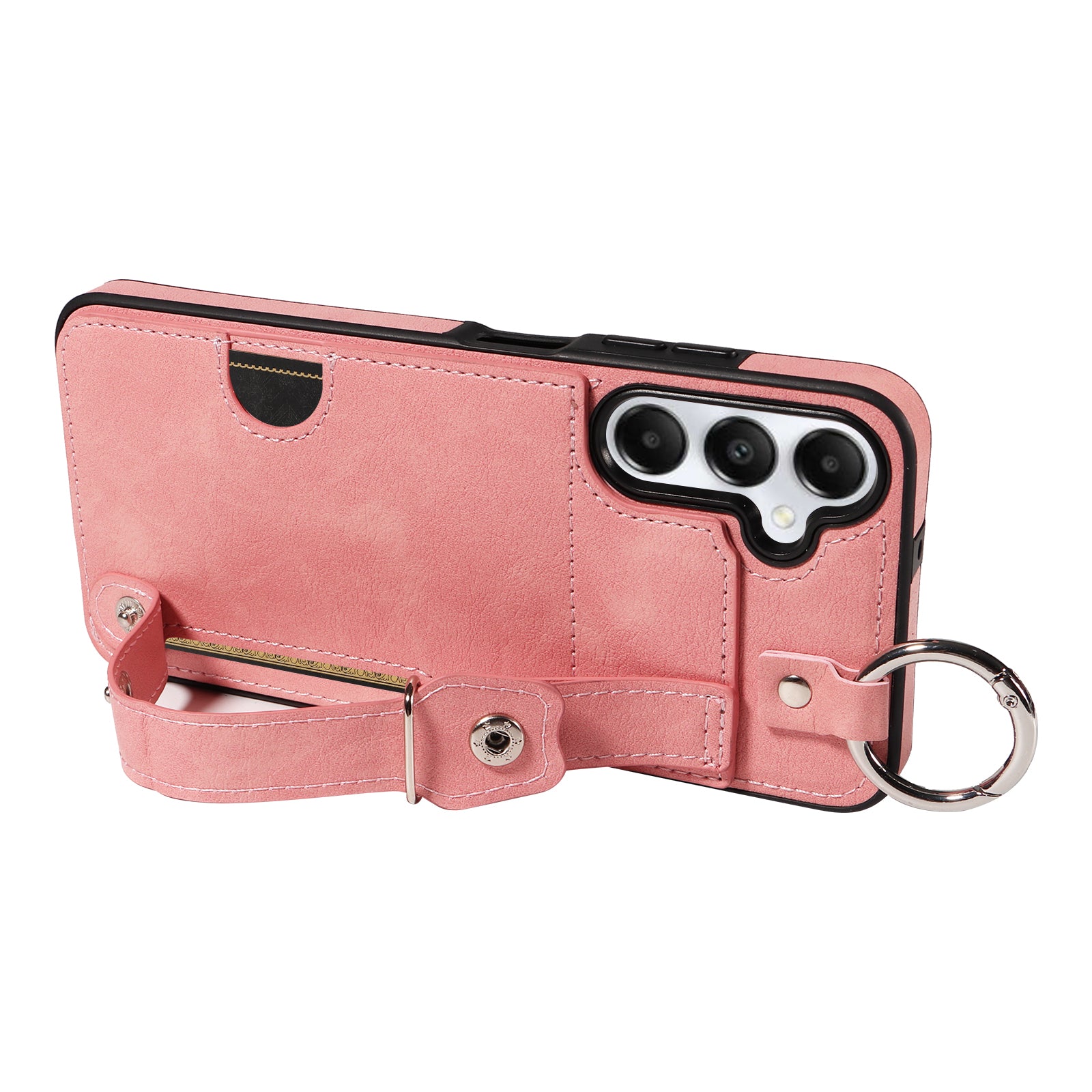 008 For Samsung Galaxy A05s 4G Case Calf Texture Leather+TPU Mobile Phone Cover - Pink