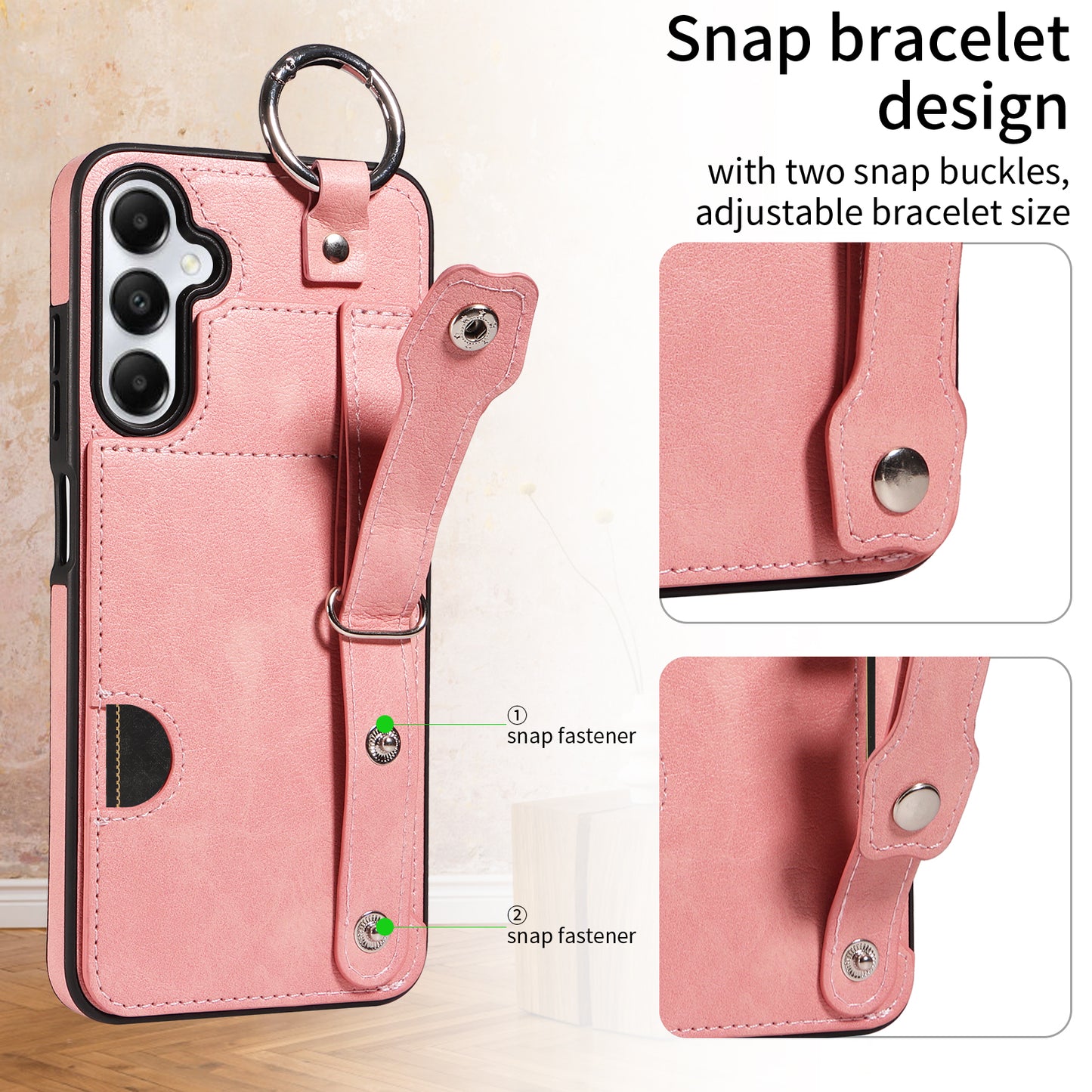 008 For Samsung Galaxy A05s 4G Case Calf Texture Leather+TPU Mobile Phone Cover - Pink
