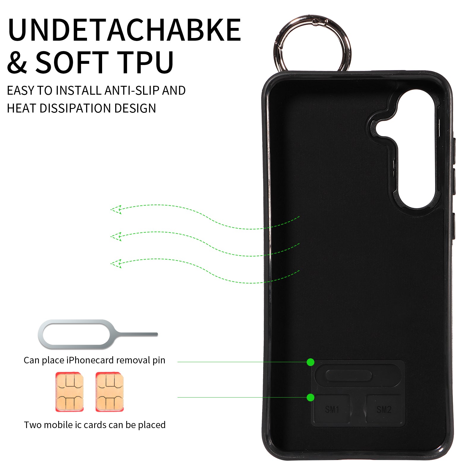 008 For Samsung Galaxy S24+ Case with Wristband Strap Leather+TPU Anti Drop Phone Cover - Black