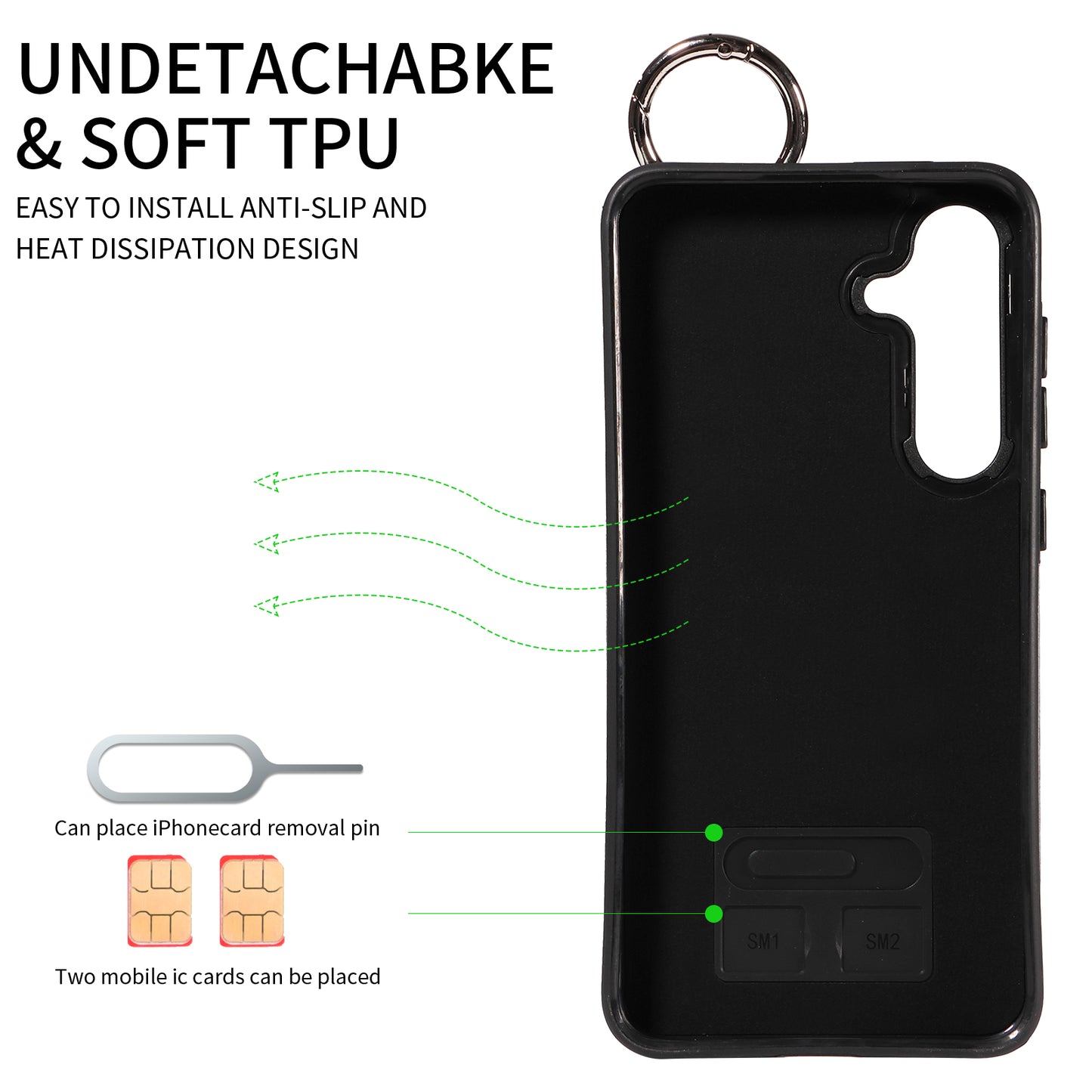 008 For Samsung Galaxy S24+ Case with Wristband Strap Leather+TPU Anti Drop Phone Cover - Black