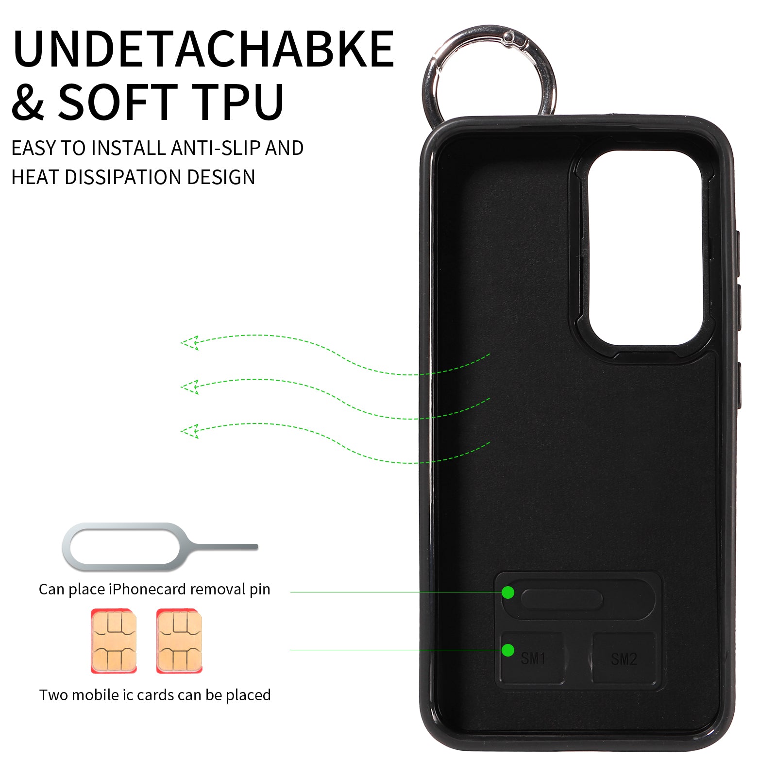008 For Samsung Galaxy S23 Case Leather+TPU Protective Phone Cover with Ring Buckle - Black