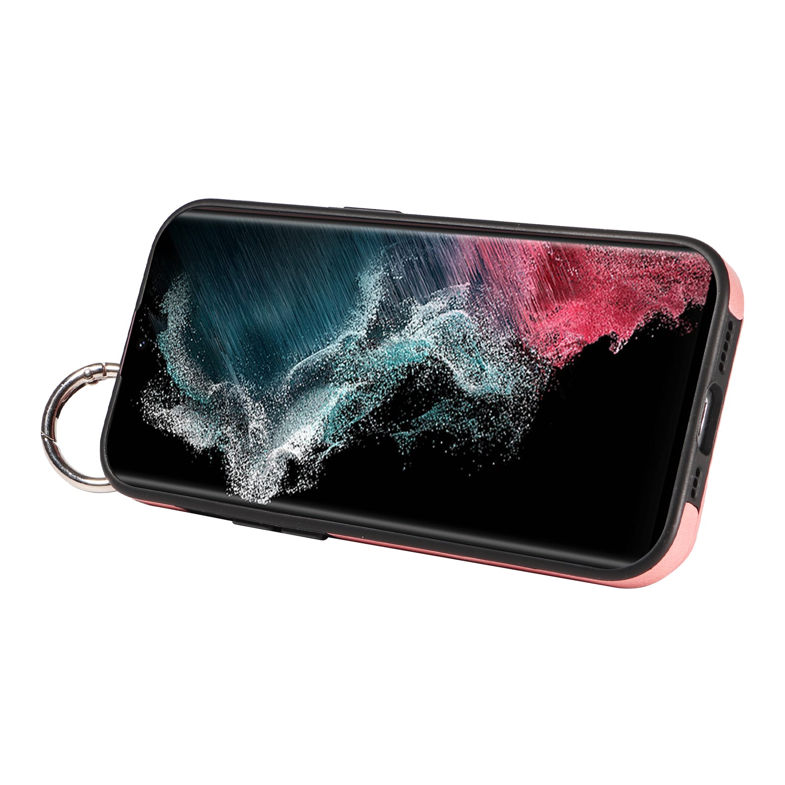008 For Samsung Galaxy S22 Ultra 5G Case Anti-dust Leather+TPU Kickstand Phone Guard Cover - Pink