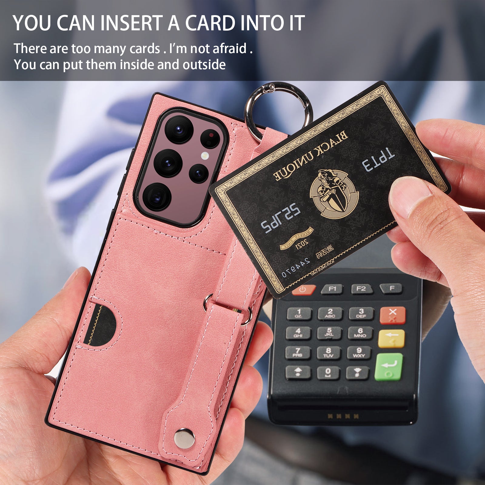 008 For Samsung Galaxy S22 Ultra 5G Case Anti-dust Leather+TPU Kickstand Phone Guard Cover - Pink