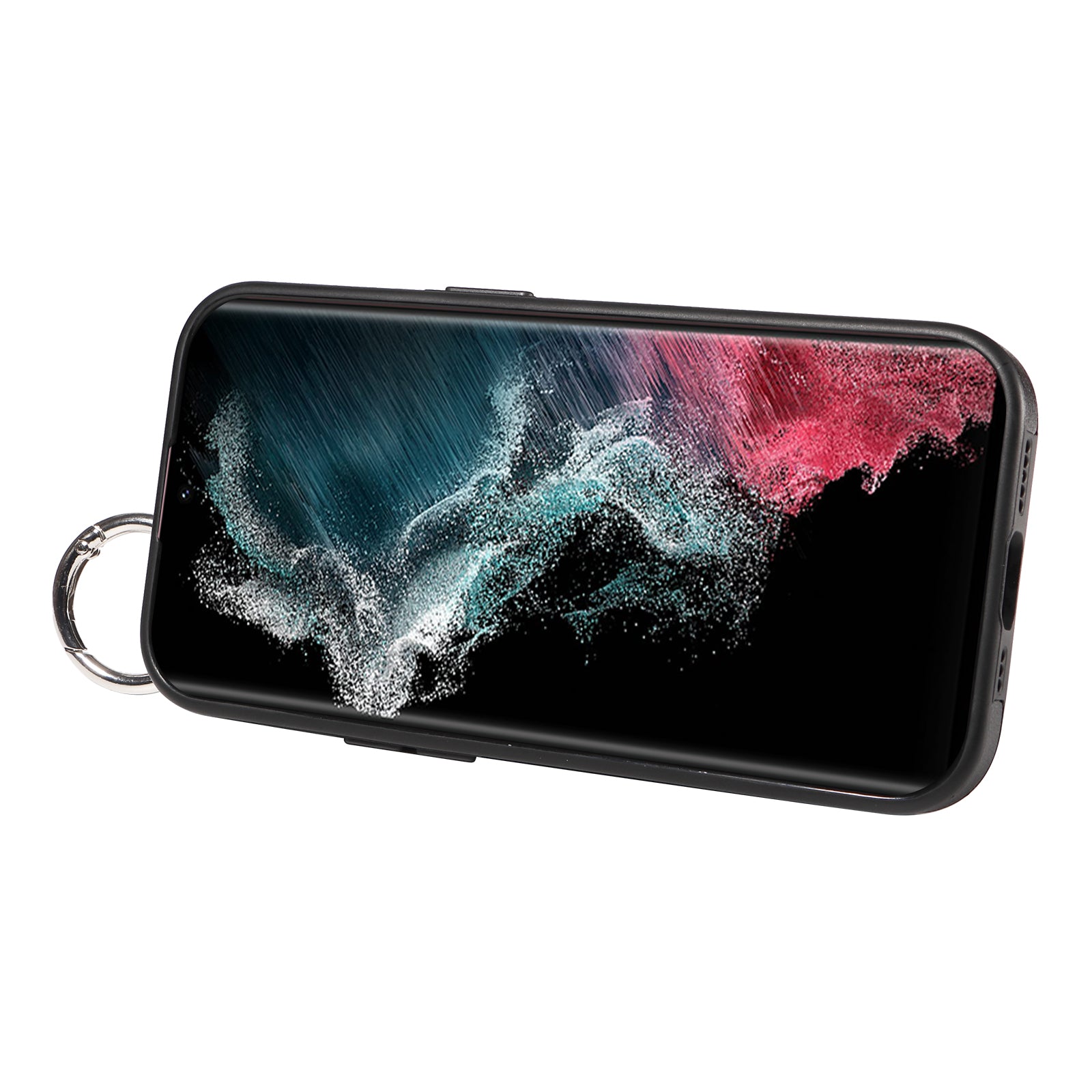 008 For Samsung Galaxy S22 Ultra 5G Case Anti-dust Leather+TPU Kickstand Phone Guard Cover - Black