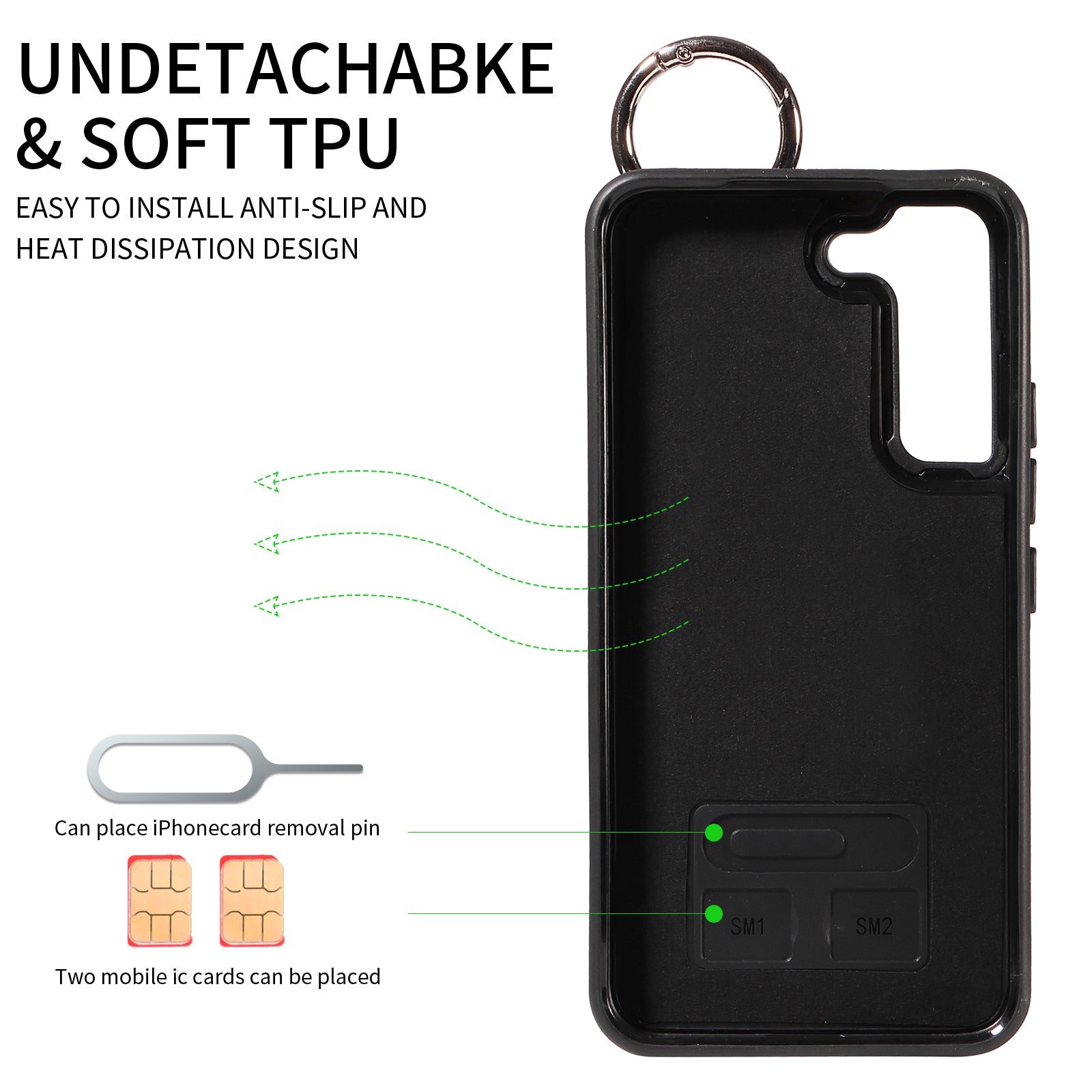 008 For Samsung Galaxy S22 5G Case Card Holder Leather Coated TPU Phone Kickstand Cover - Red