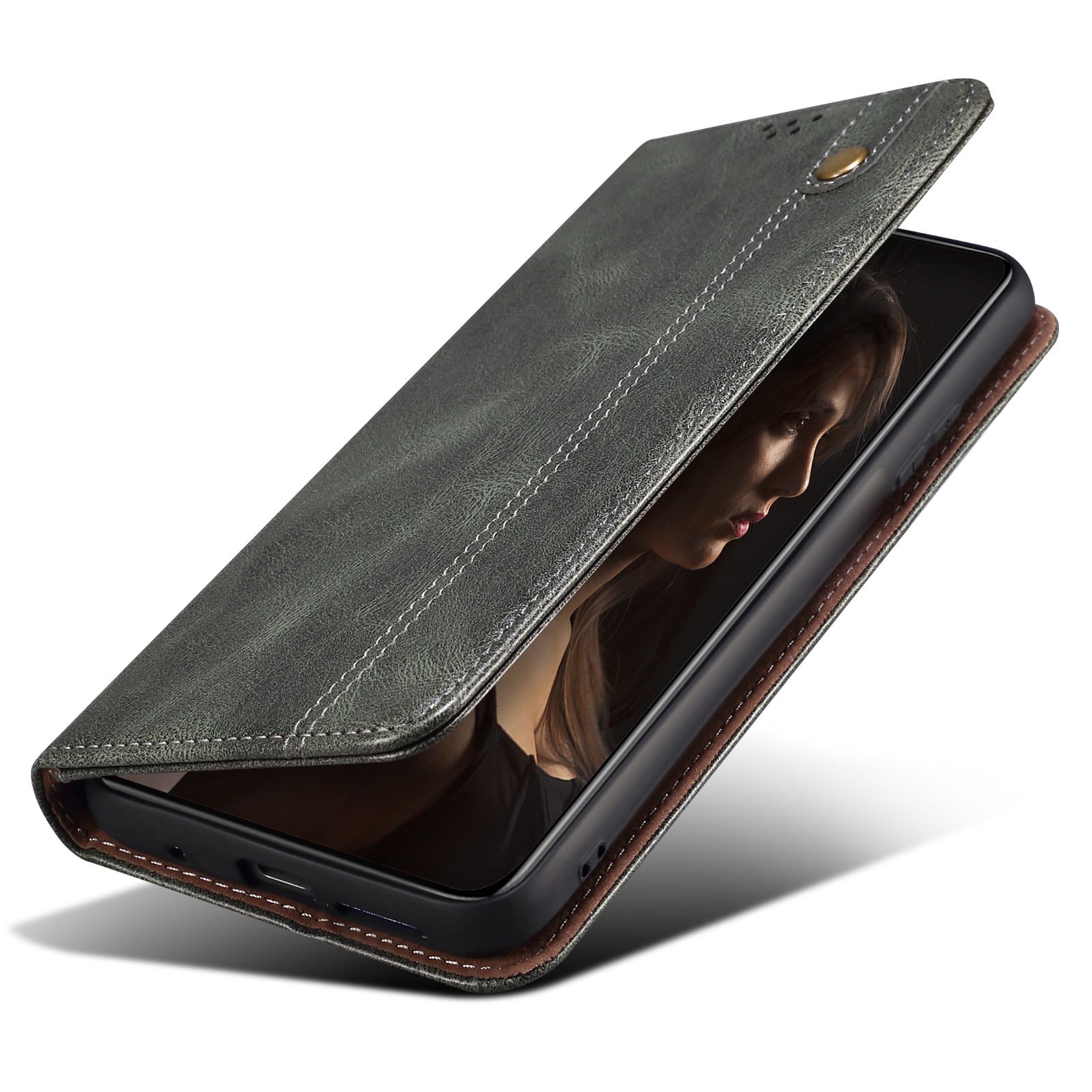 For Samsung Galaxy M15 5G / F15 5G Case Crazy Horse Texture Leather Flip Wallet Phone Cover - Green
