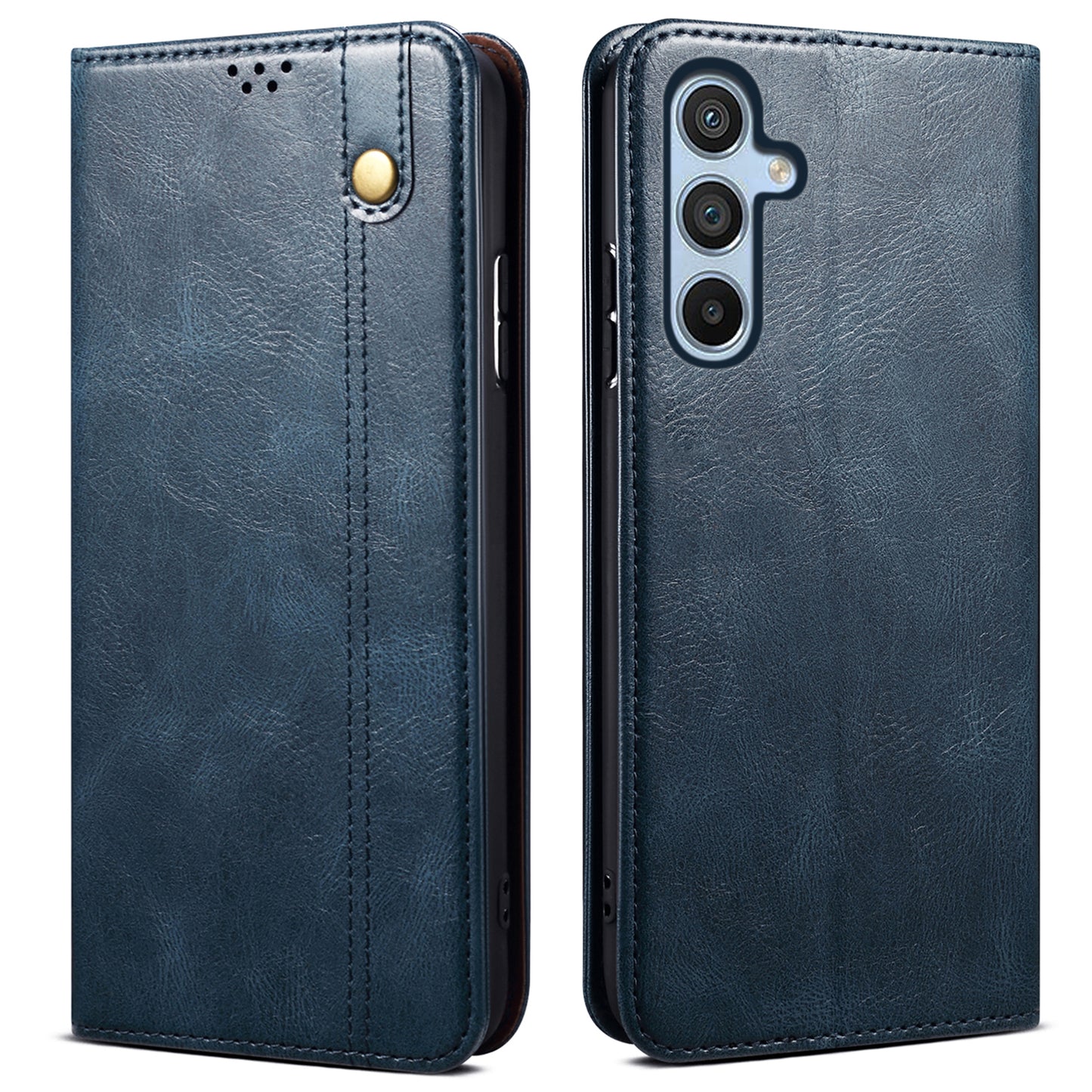 For Samsung Galaxy M15 5G / F15 5G Case Crazy Horse Texture Leather Flip Wallet Phone Cover - Blue