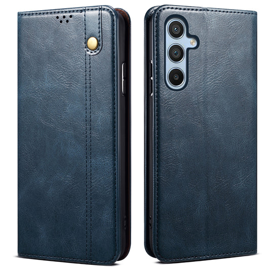 For Samsung Galaxy M15 5G / F15 5G Case Crazy Horse Texture Leather Flip Wallet Phone Cover - Blue