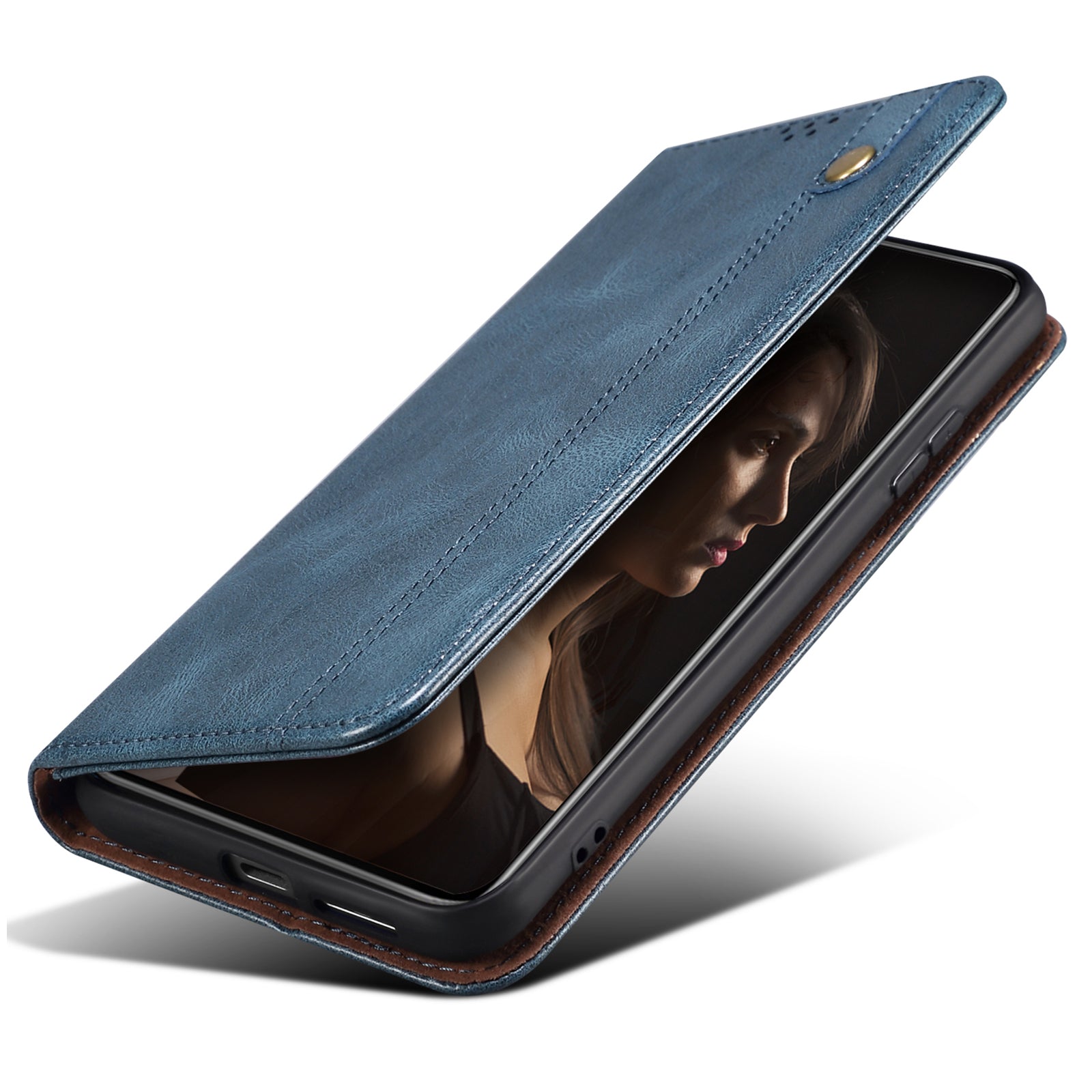 For Samsung Galaxy M15 5G / F15 5G Case Crazy Horse Texture Leather Flip Wallet Phone Cover - Blue
