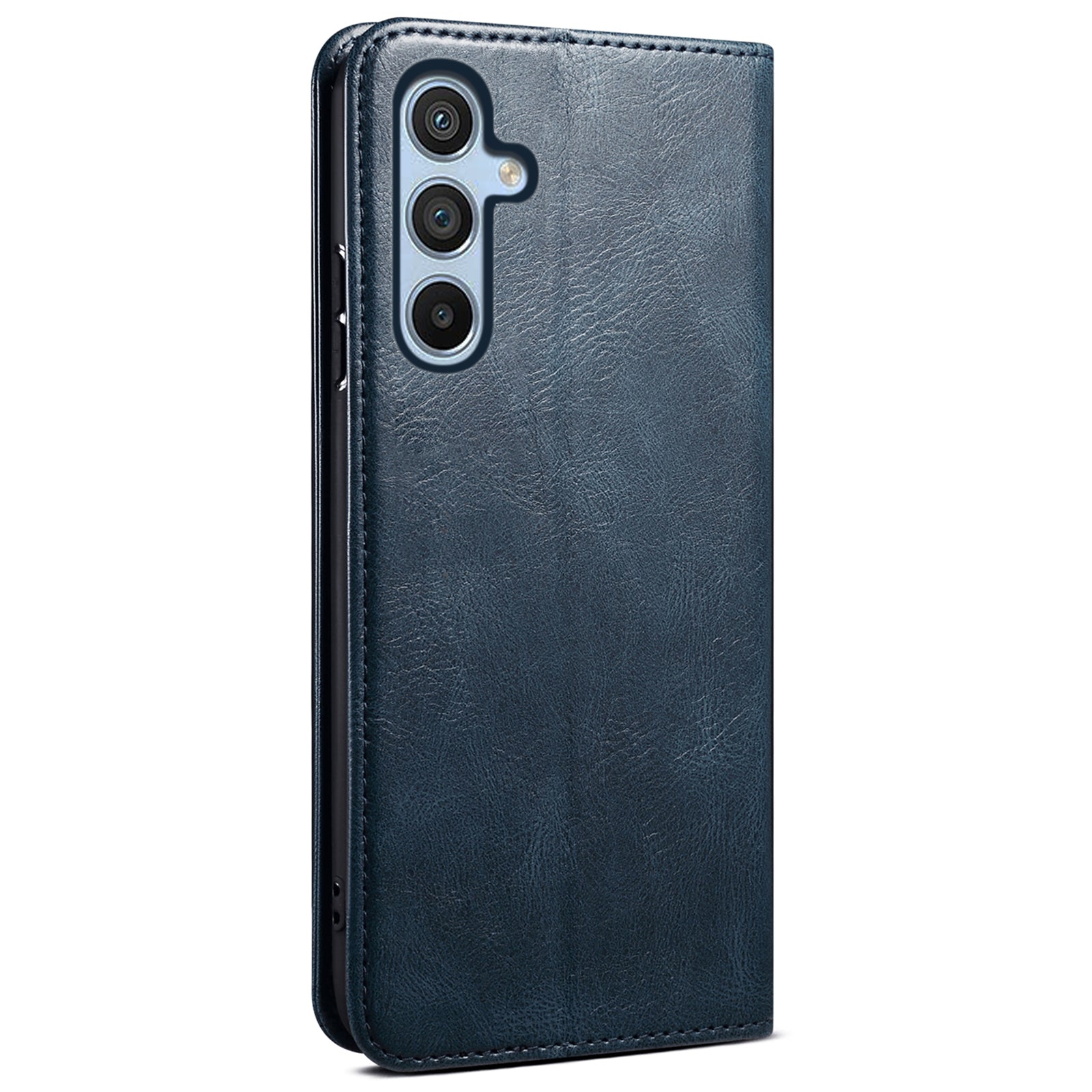 For Samsung Galaxy M15 5G / F15 5G Case Crazy Horse Texture Leather Flip Wallet Phone Cover - Blue