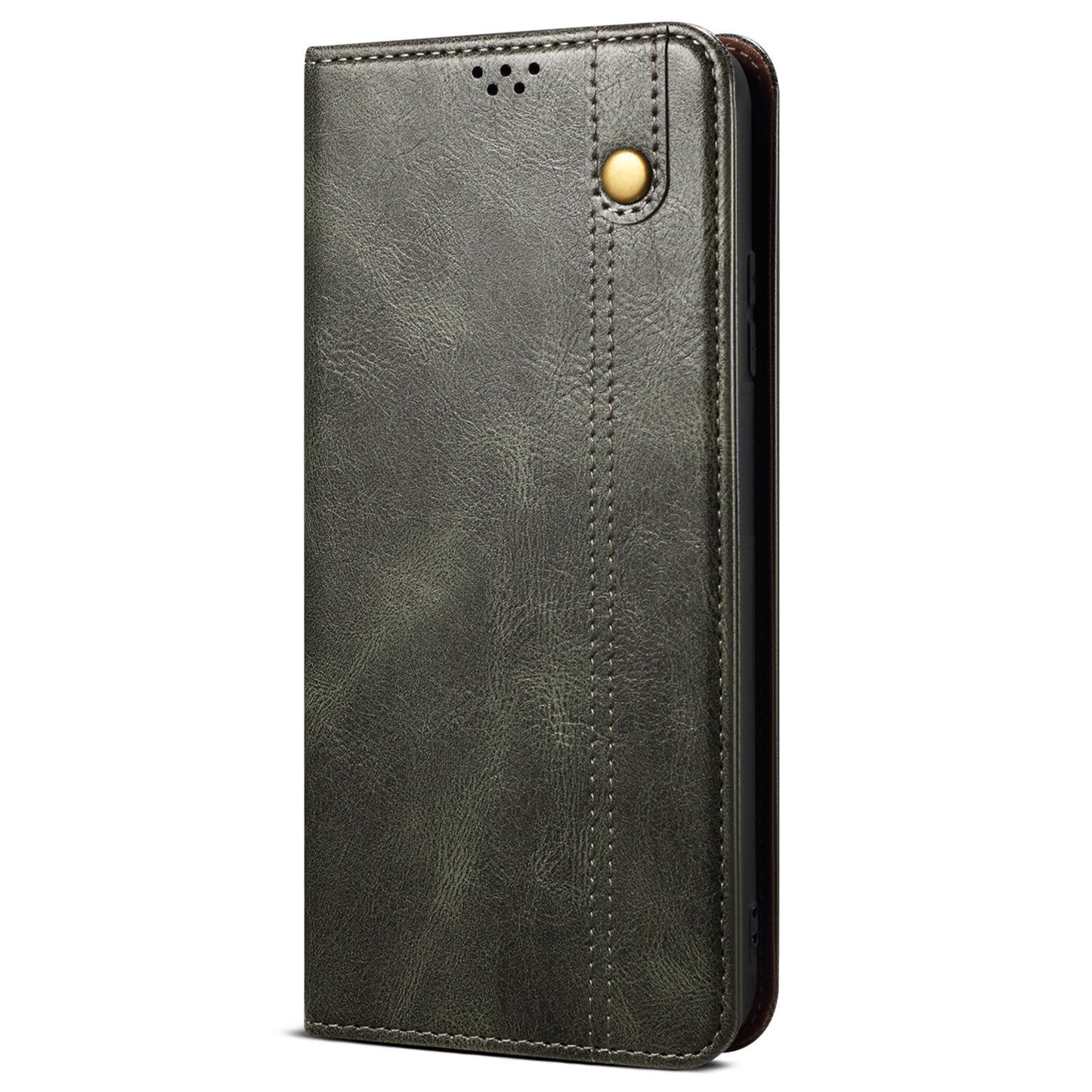 For Samsung Galaxy M55 5G Case Waxy Crazy Horse Texture Phone Cover with Magnetic Clasp - Green