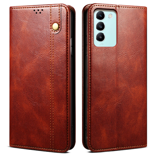 For vivo Y100 5G (Indonesia) / Y200e 5G / V30 Lite 5G (India) / V40 SE 5G / T3 5G Wallet Case Leather Flip Phone Cover - Brown
