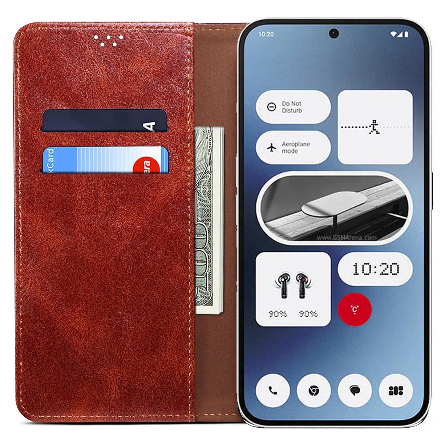 For Nothing Phone (2a) Case PU Leather Crazy Horse Texture Flip Wallet Phone Cover - Brown