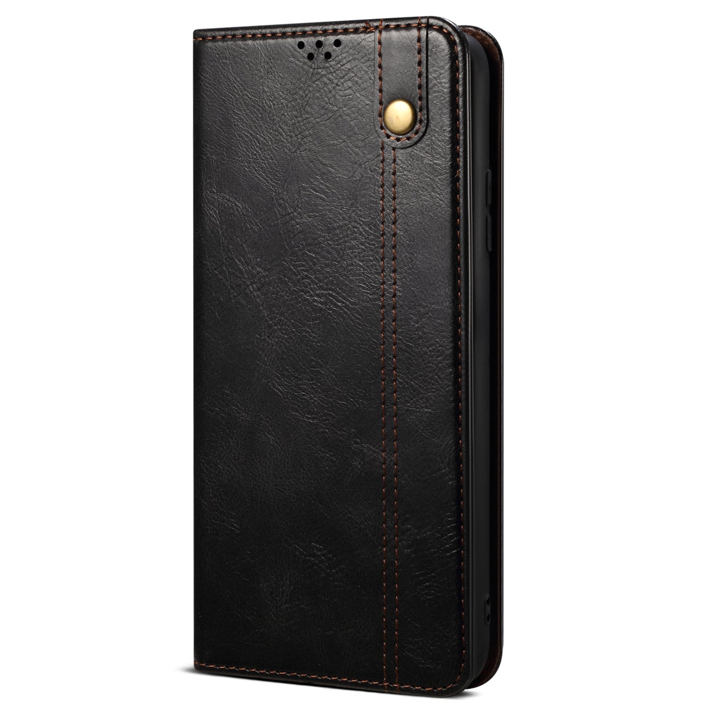 For Nothing Phone (2a) Case PU Leather Crazy Horse Texture Flip Wallet Phone Cover - Black