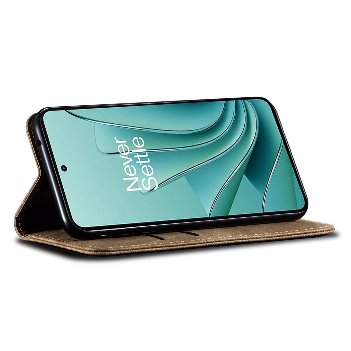 For OnePlus Nord CE4 5G / Ace 3V 5G Case Bump Proof Leather+TPU Stand View Phone Cover - Khaki