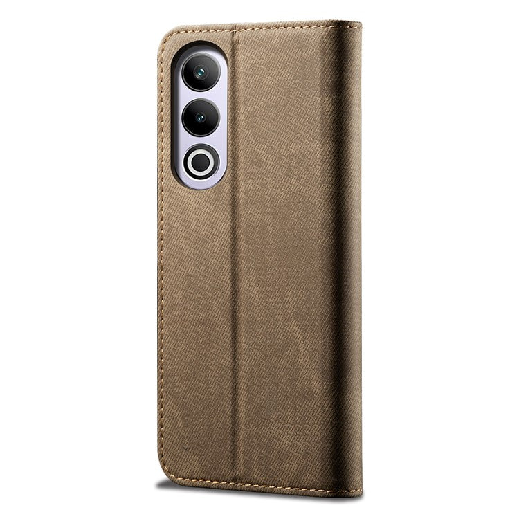 For OnePlus Nord CE4 5G Case Bump Proof Leather+TPU Stand View Phone Cover - Khaki