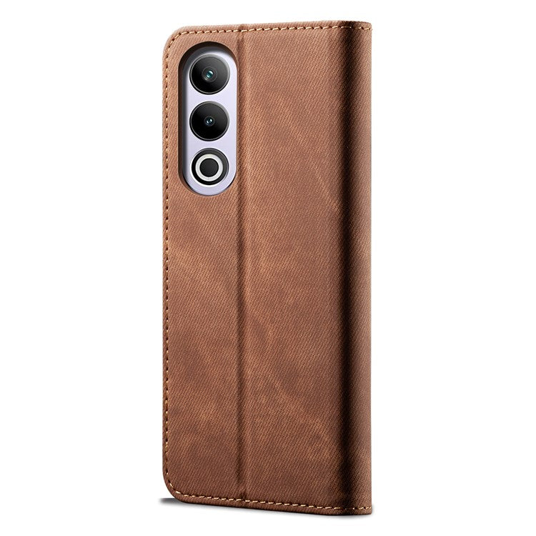 For OnePlus Nord CE4 5G Case Bump Proof Leather+TPU Stand View Phone Cover - Coffee