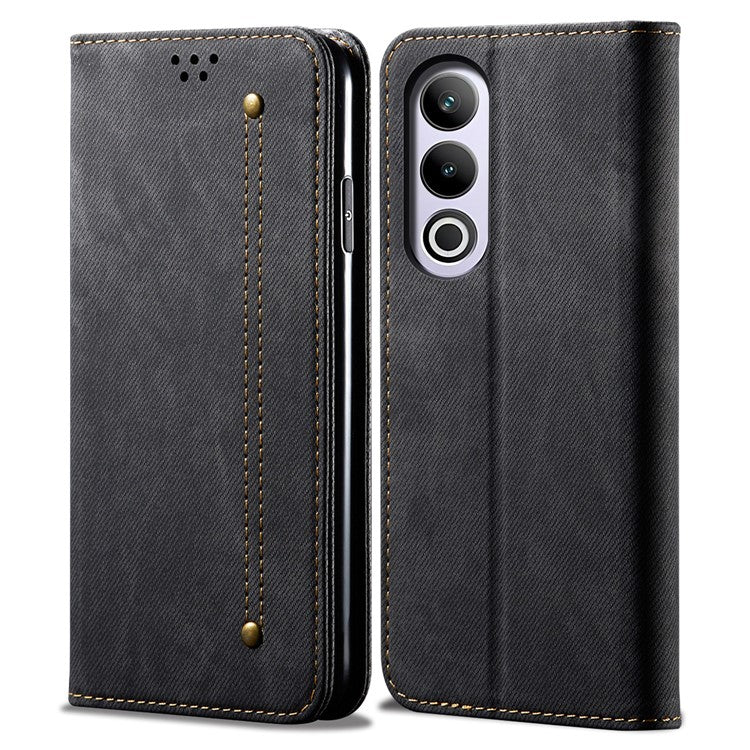 For OnePlus Nord CE4 5G Case Bump Proof Leather+TPU Stand View Phone Cover - Black