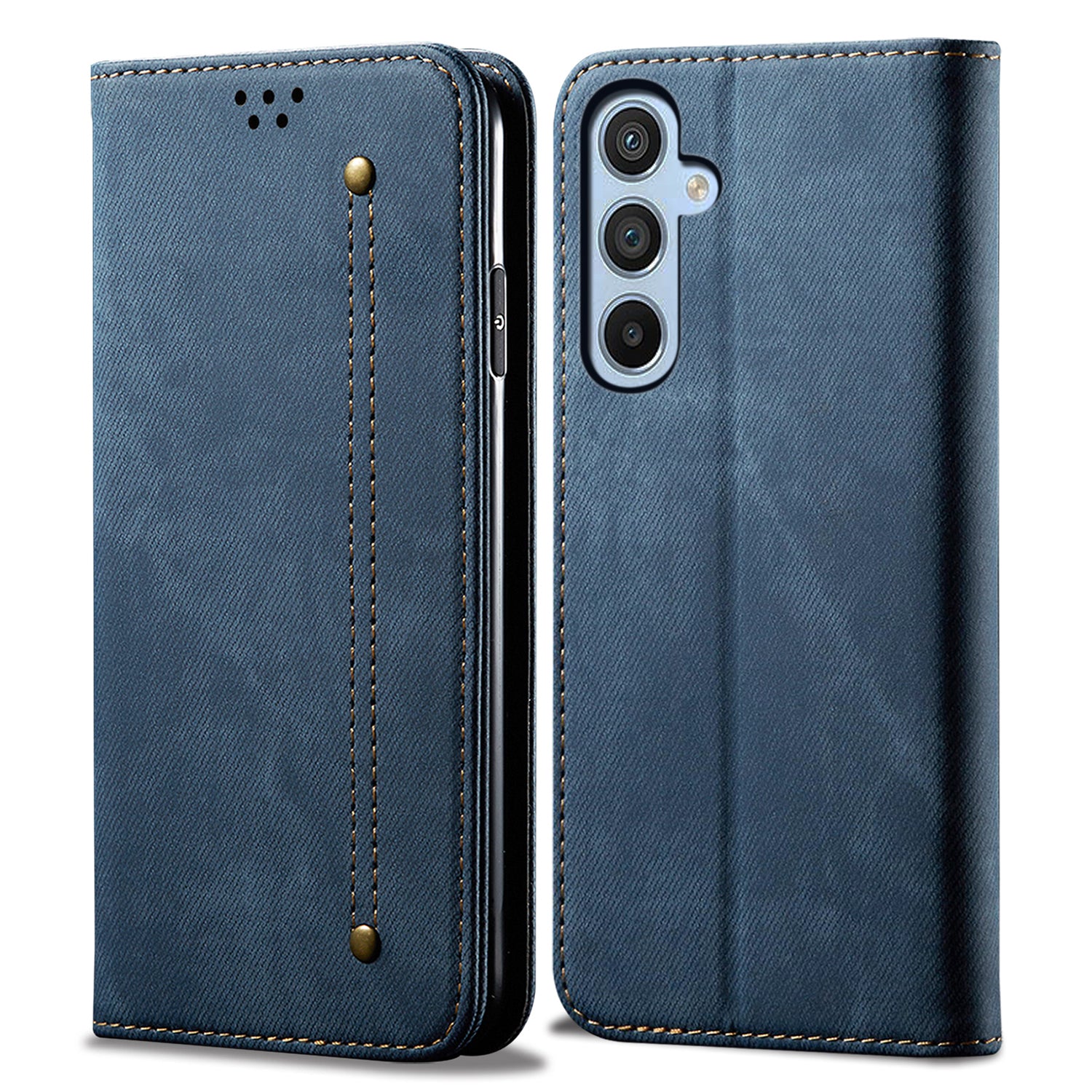 For Samsung Galaxy M55 5G Leather Case Stand Cover Mobile Accessories Wholesale Supplier - Blue