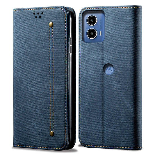 For Motorola Moto G04 4G / G24 4G Case Anti-Drop Leather+TPU Stand View Phone Cover - Blue